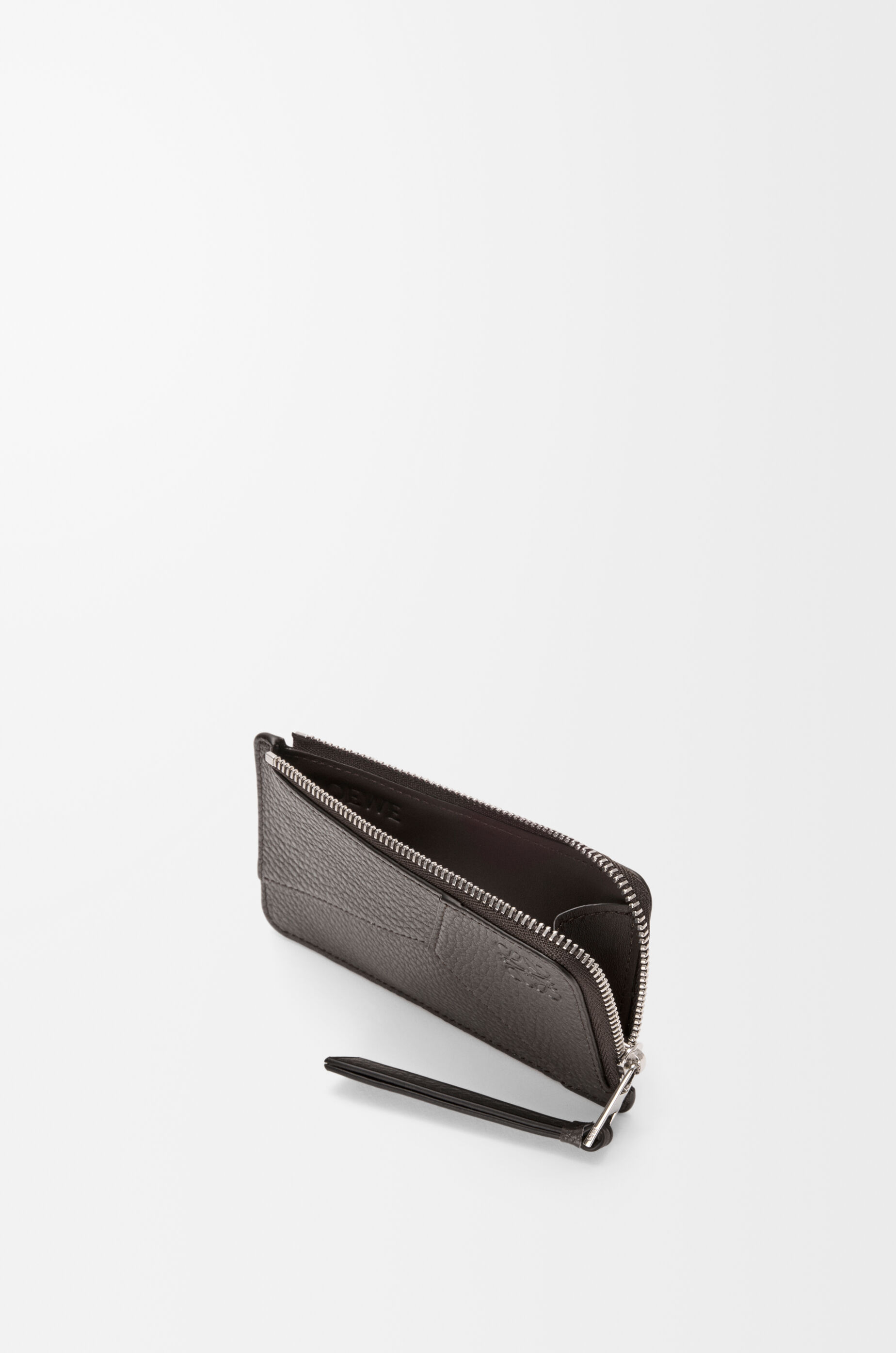 LOEWE Puzzle coin cardholder in supple grained calfskin Dark Grey