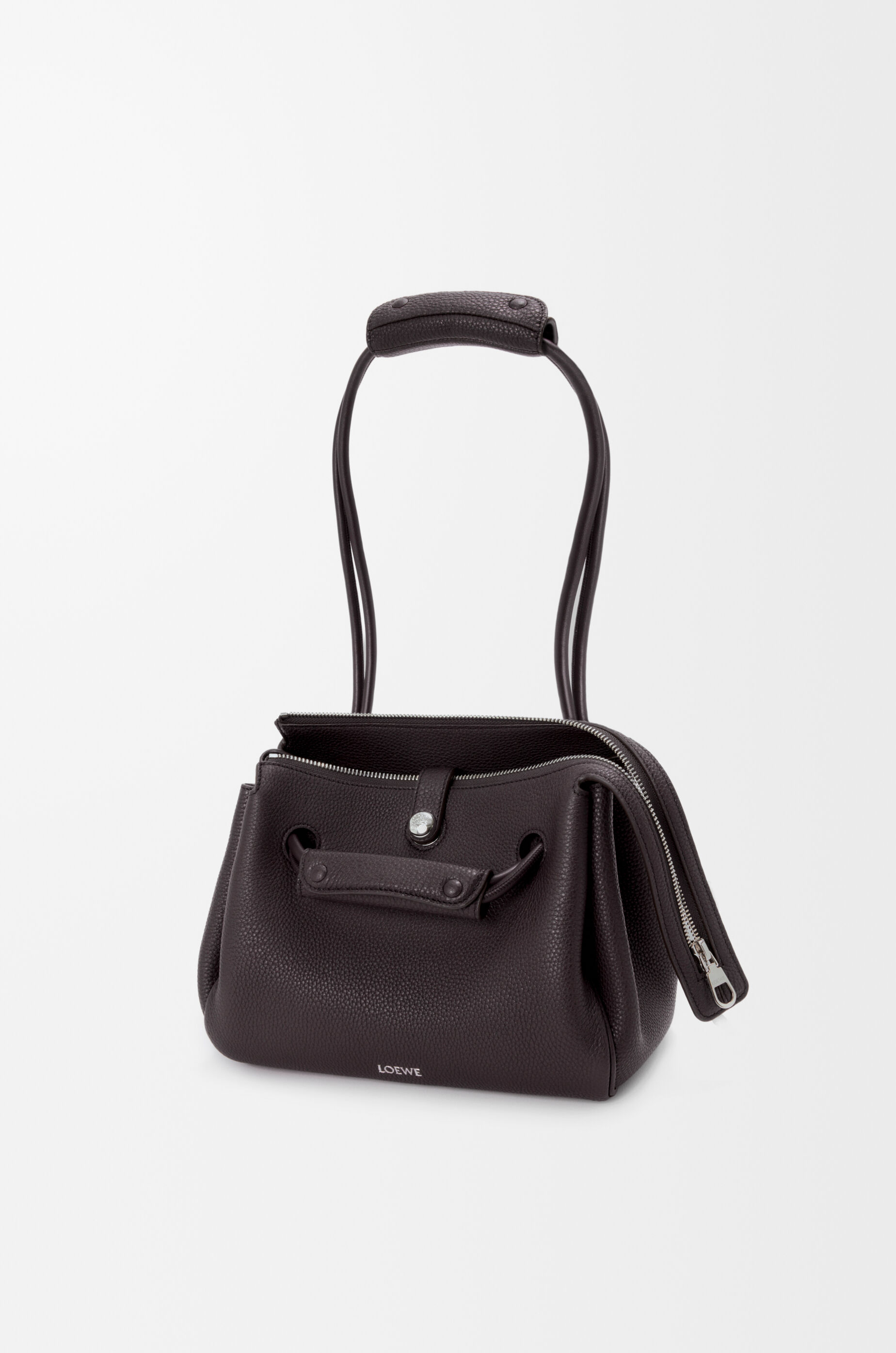 LOEWE Small Madrid bag in supple grained calfskin Dark Ebony