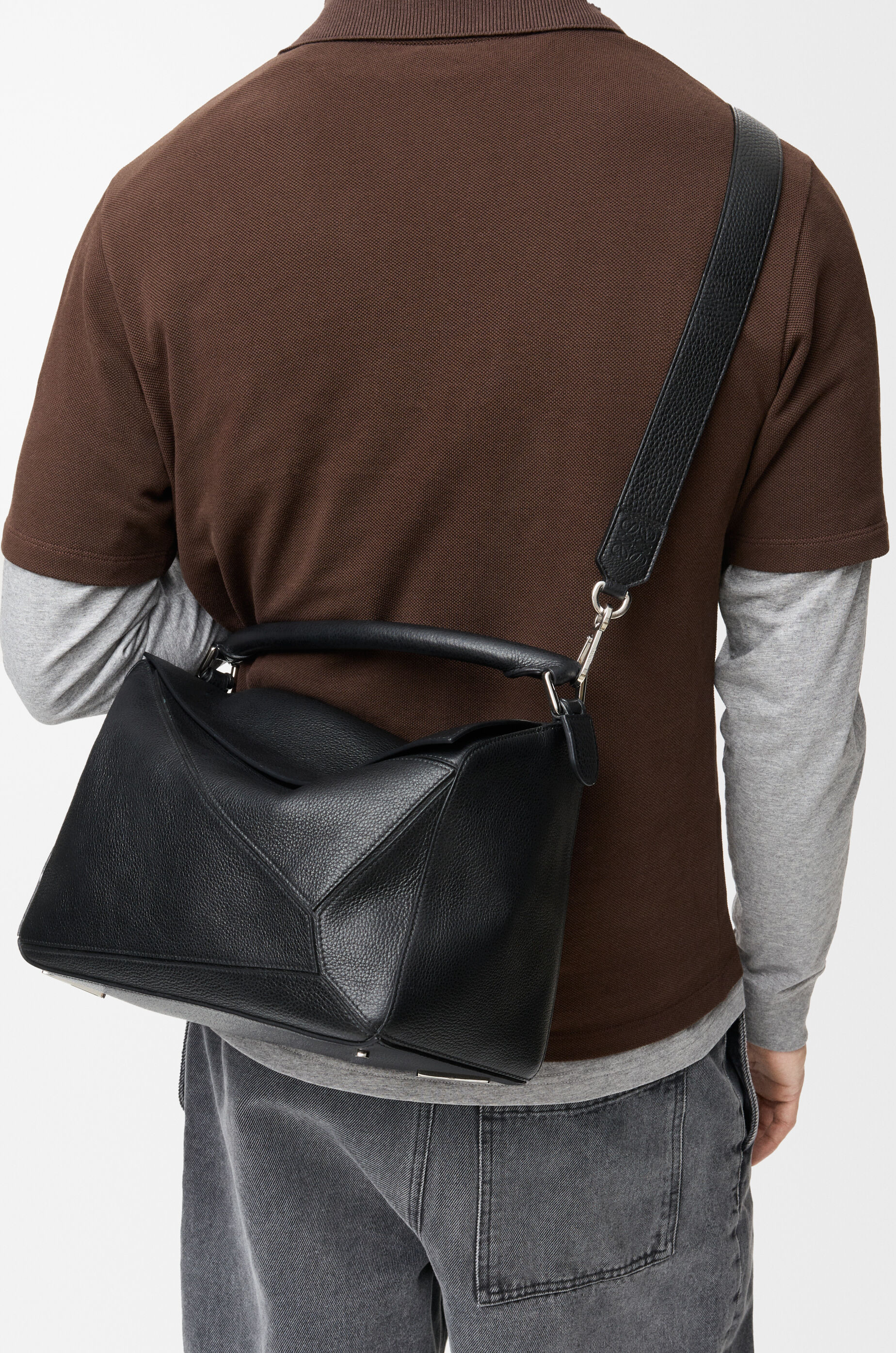 LOEWE Large Puzzle bag in supple grained calfskin Black