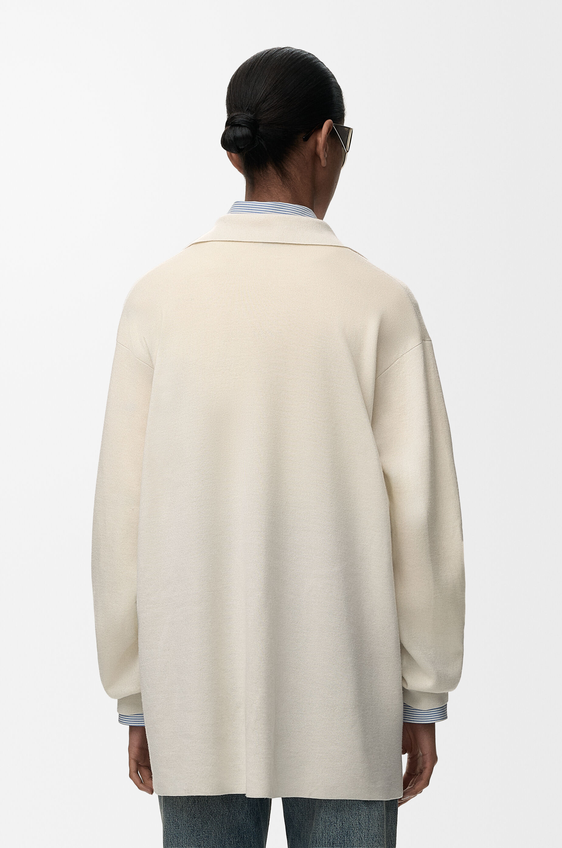 LOEWE Polo sweater in cashmere and silk blend White