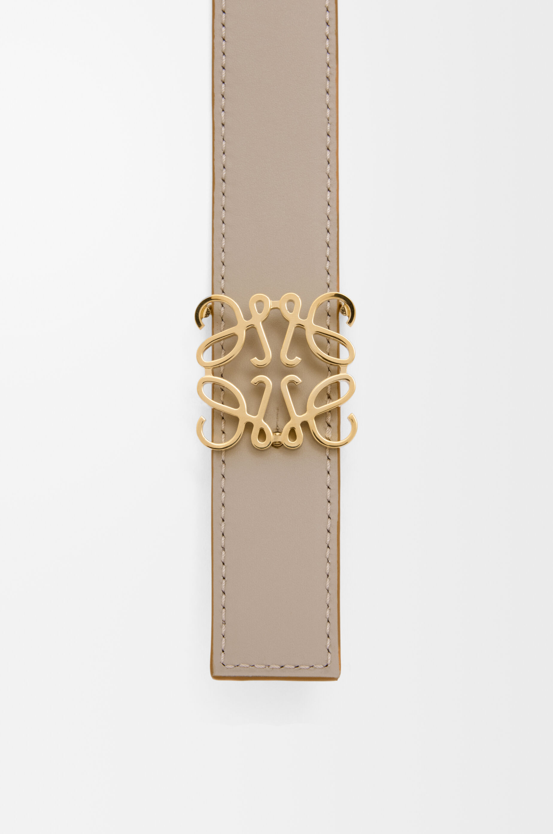 LOEWE Reversible Anagram belt in supple grained calfskin Clay/Gold