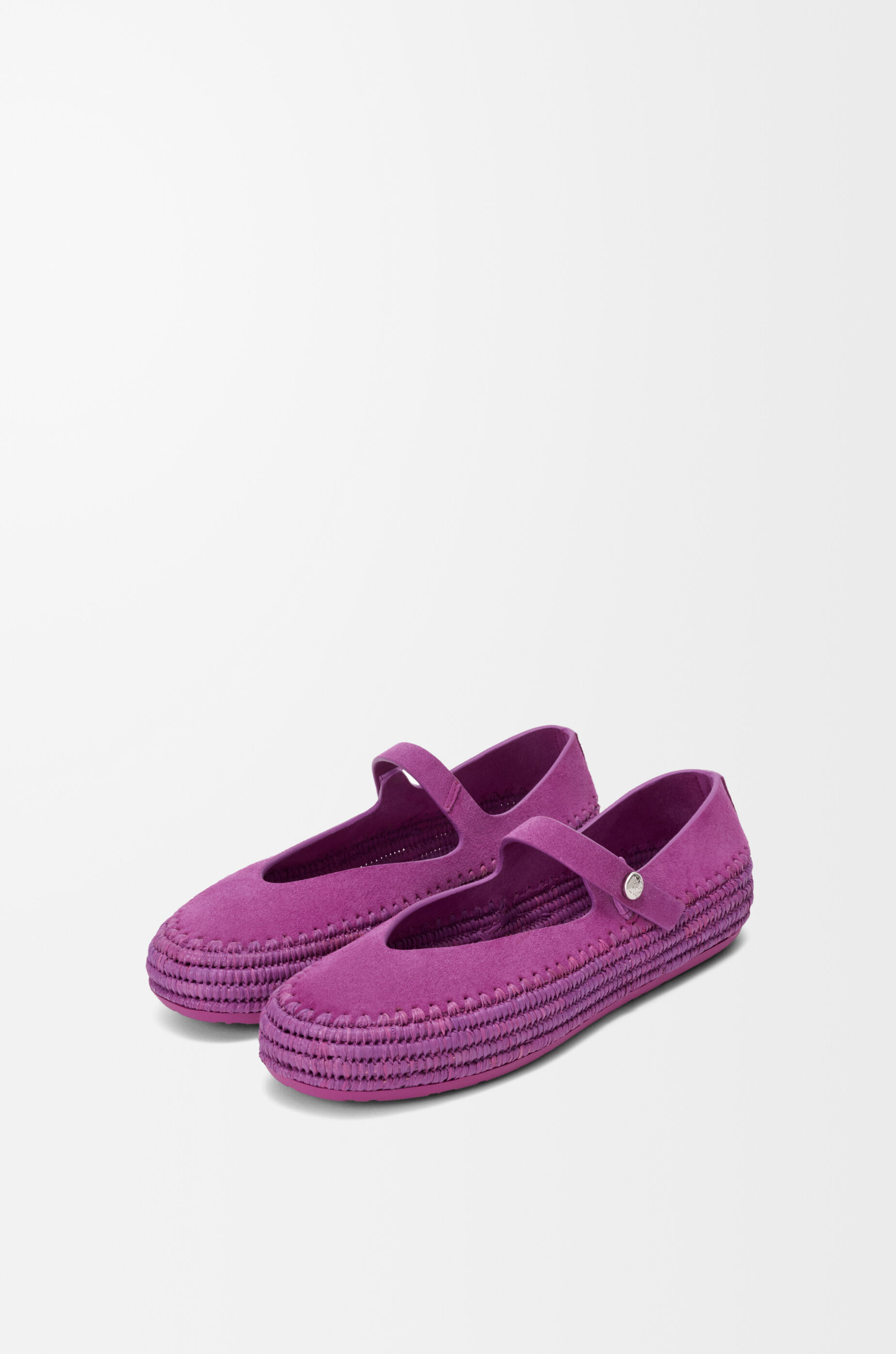 LOEWE Rio Mary-Jane in suede and raffia Orchid
