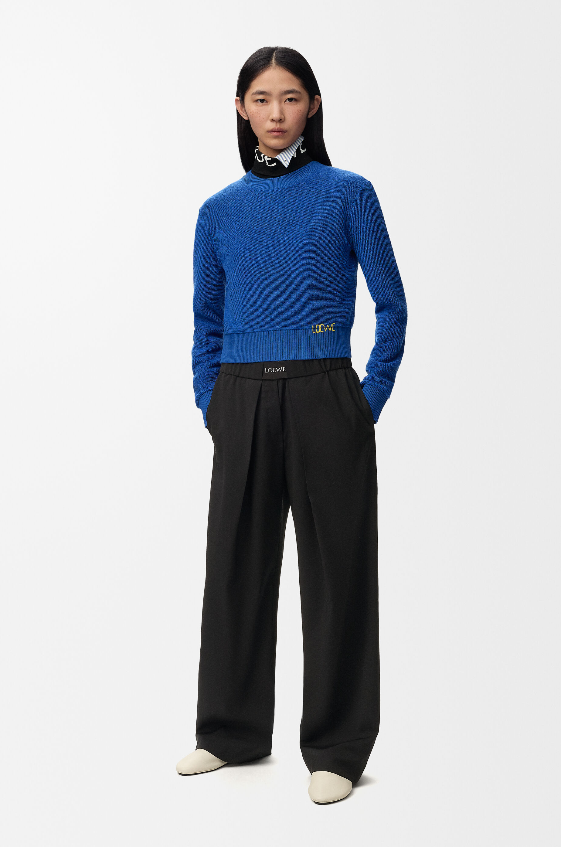 LOEWE Elasticated trousers in wool Black