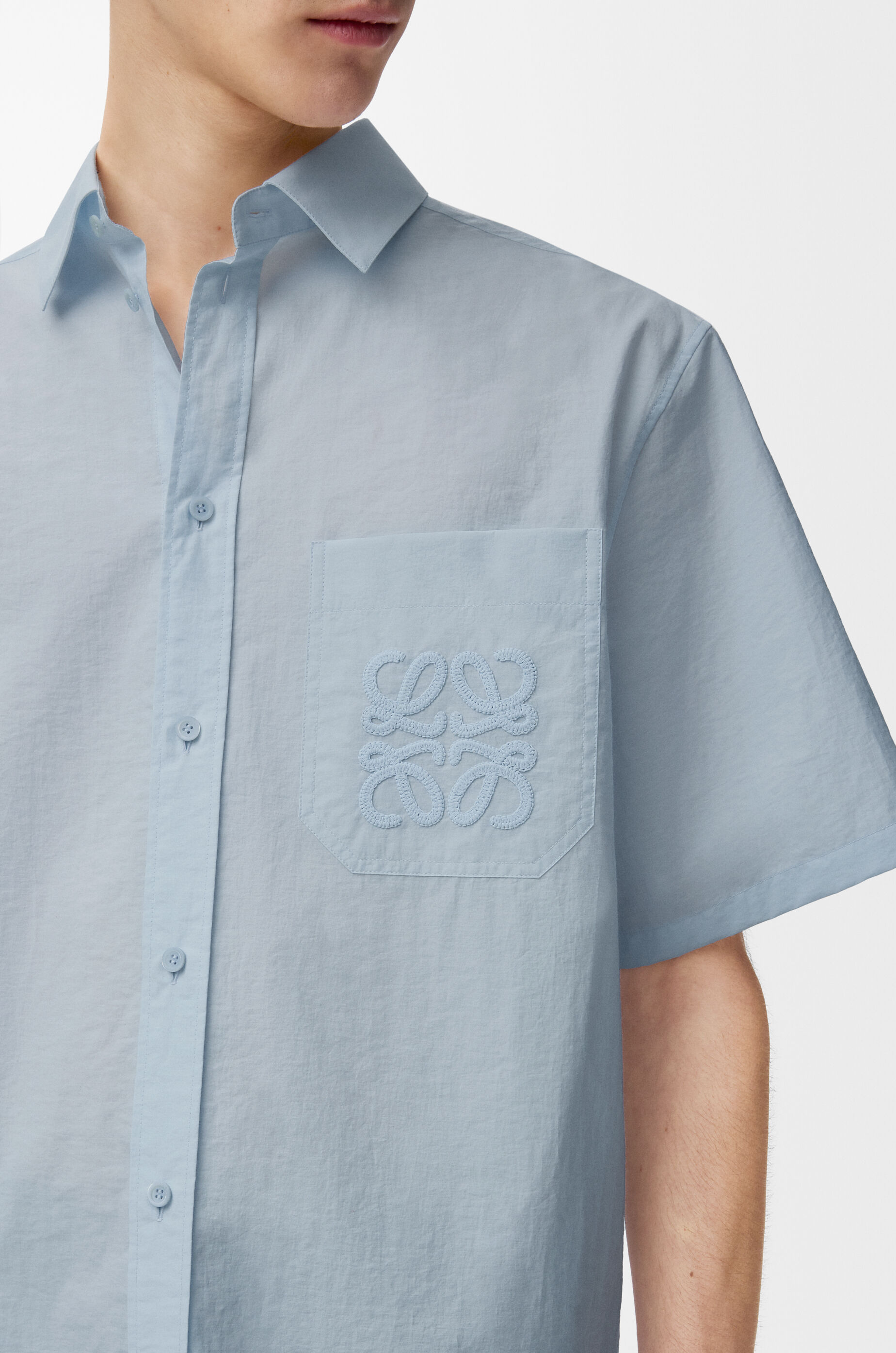 LOEWE Short sleeve shirt in cotton blend Light Blue