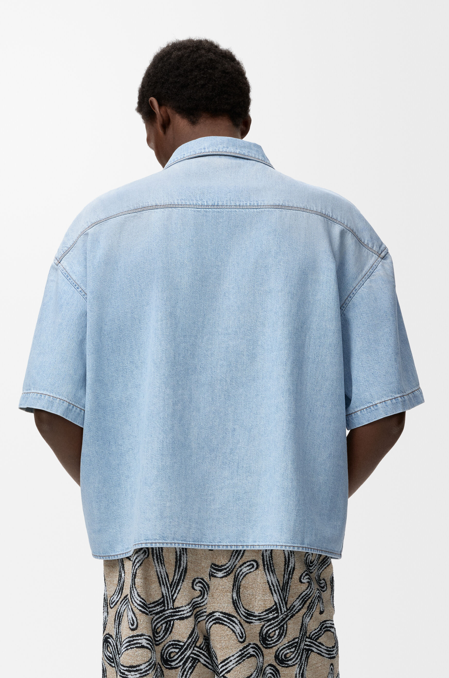 LOEWE Short sleeve shirt in denim Washed Blue