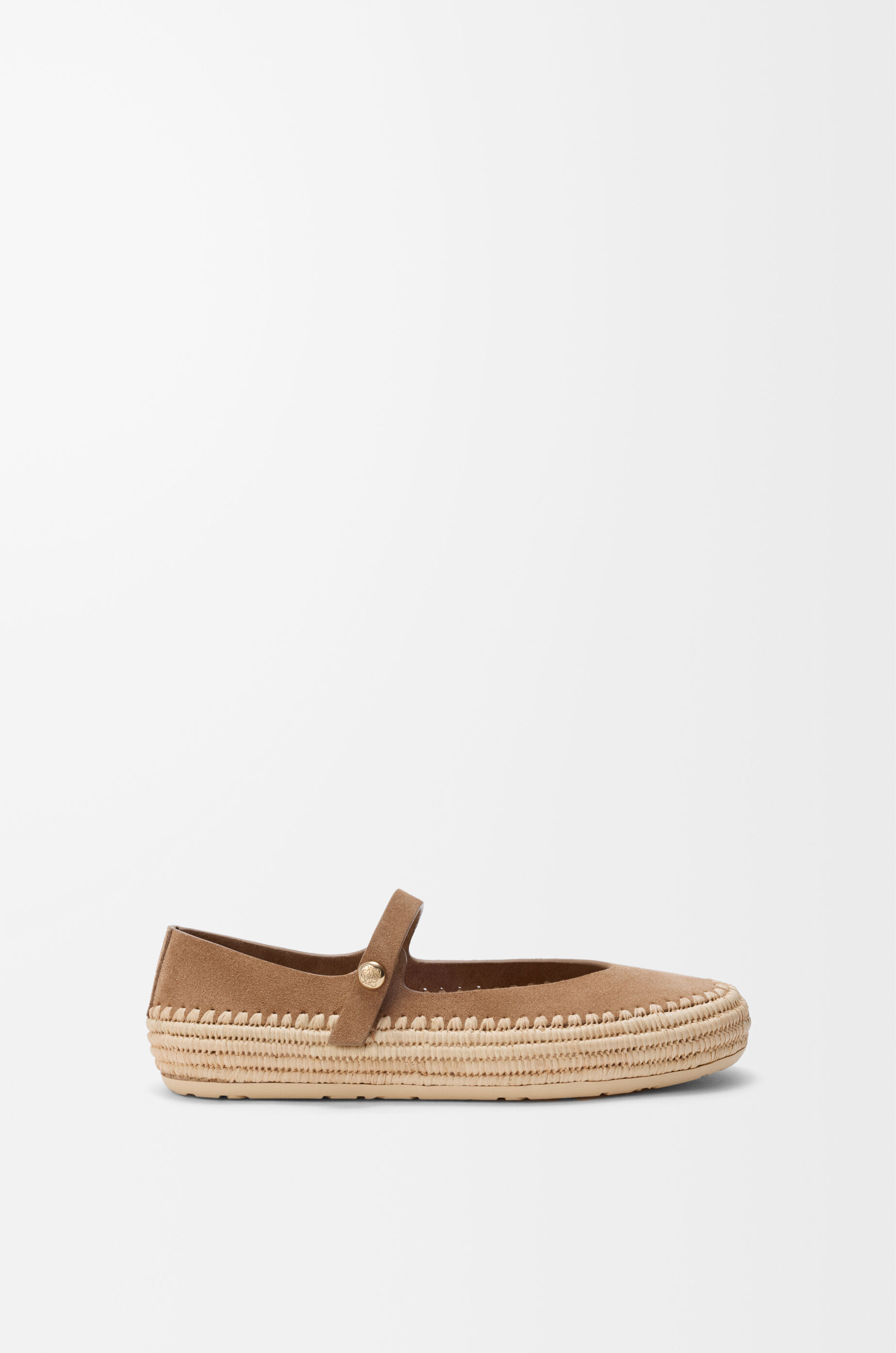 LOEWE Rio Mary-Jane in suede and raffia Dark Beige