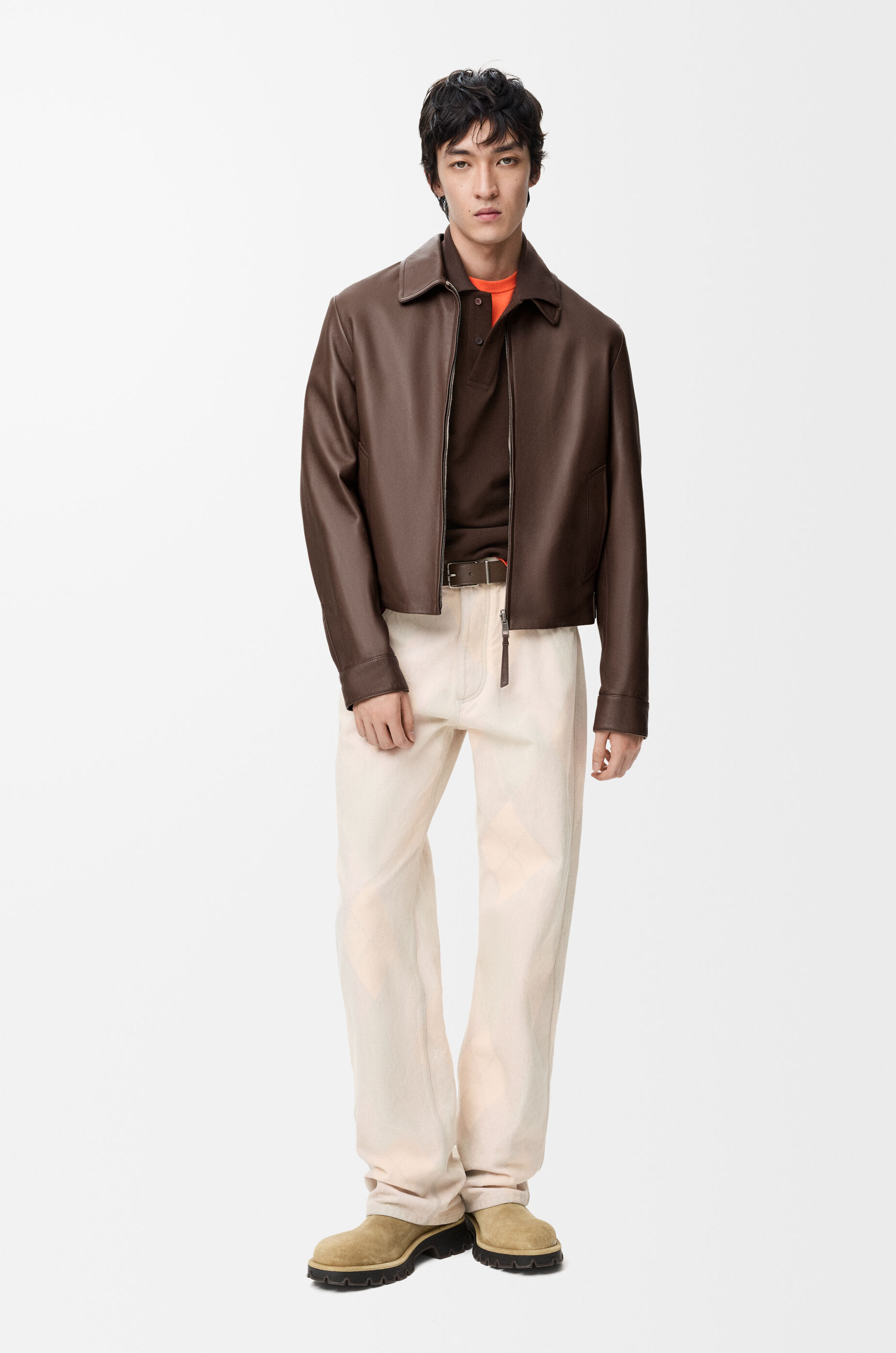 LOEWE Zip-up jacket in nappa lambskin Taupe