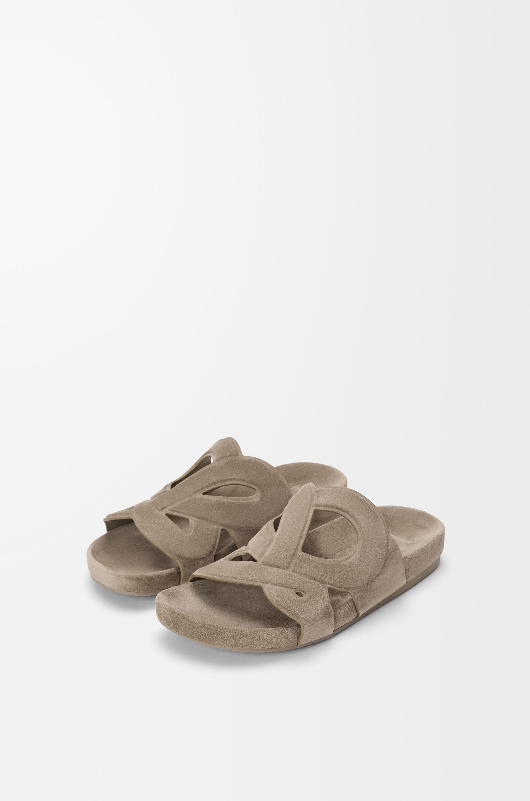 LOEWE Ease Monogram slide in suede Stone Grey