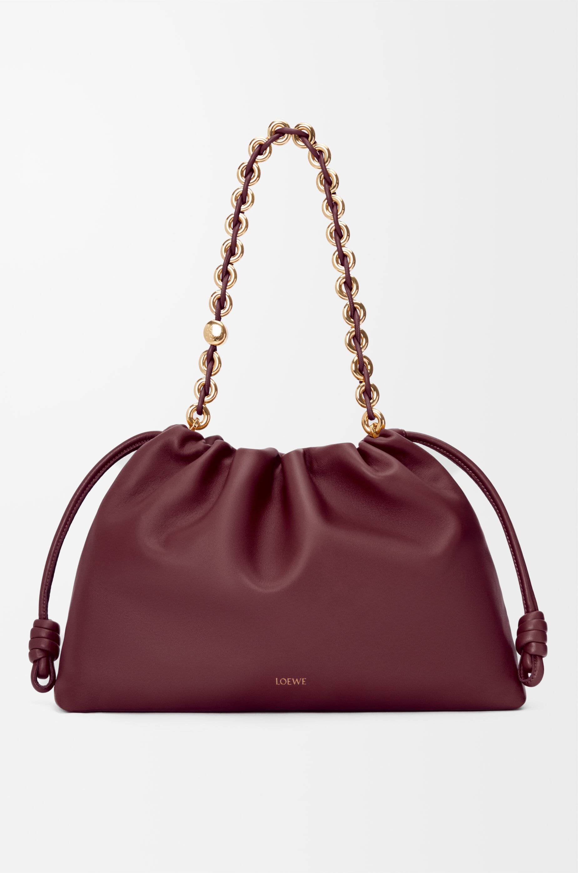 LOEWE Large Flamenco purse in mellow nappa lambskin Dark Burgundy