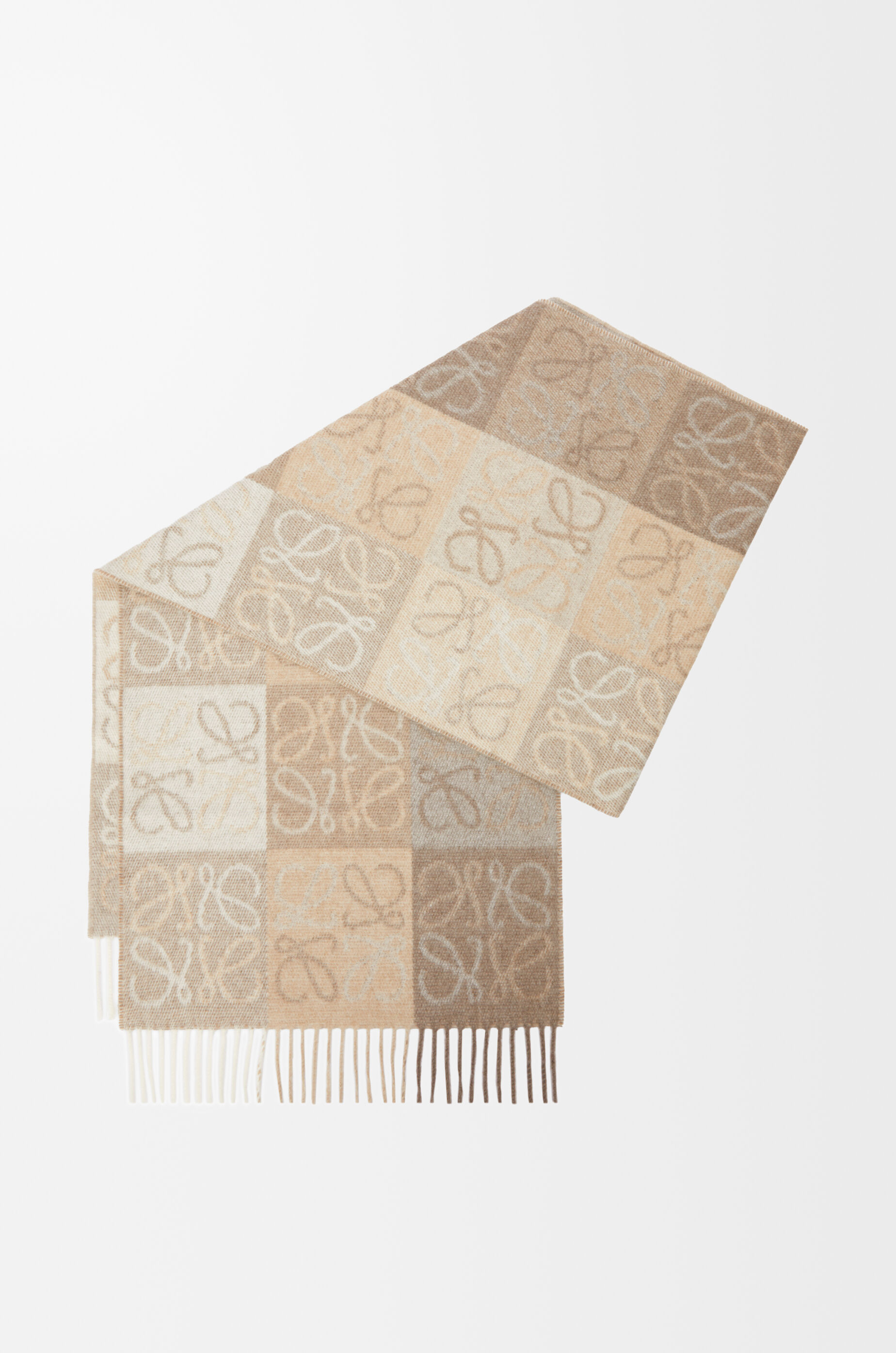 LOEWE Scarf in wool and cashmere White/Beige