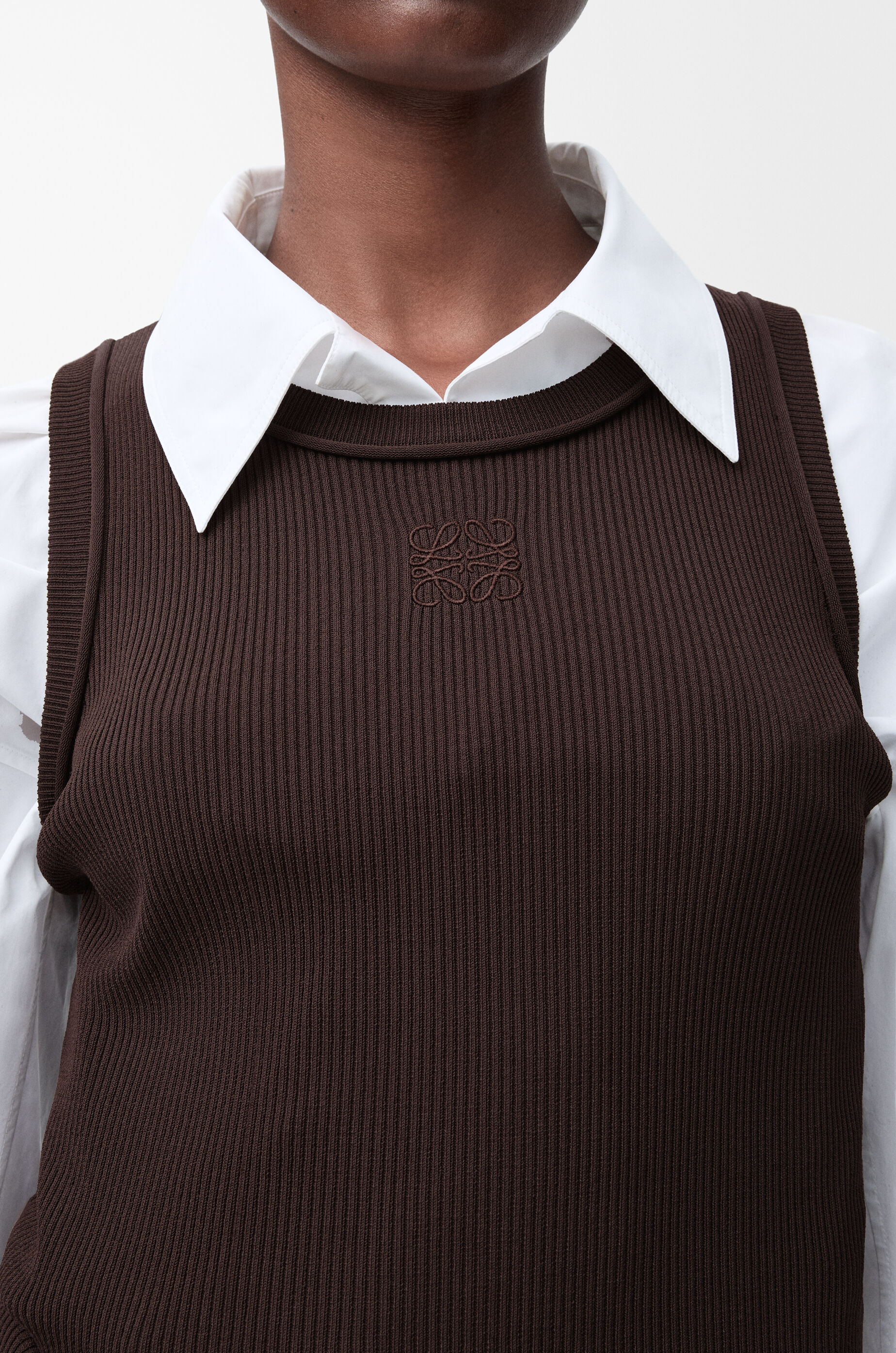 LOEWE Anagram tank top in stretch viscose Brown