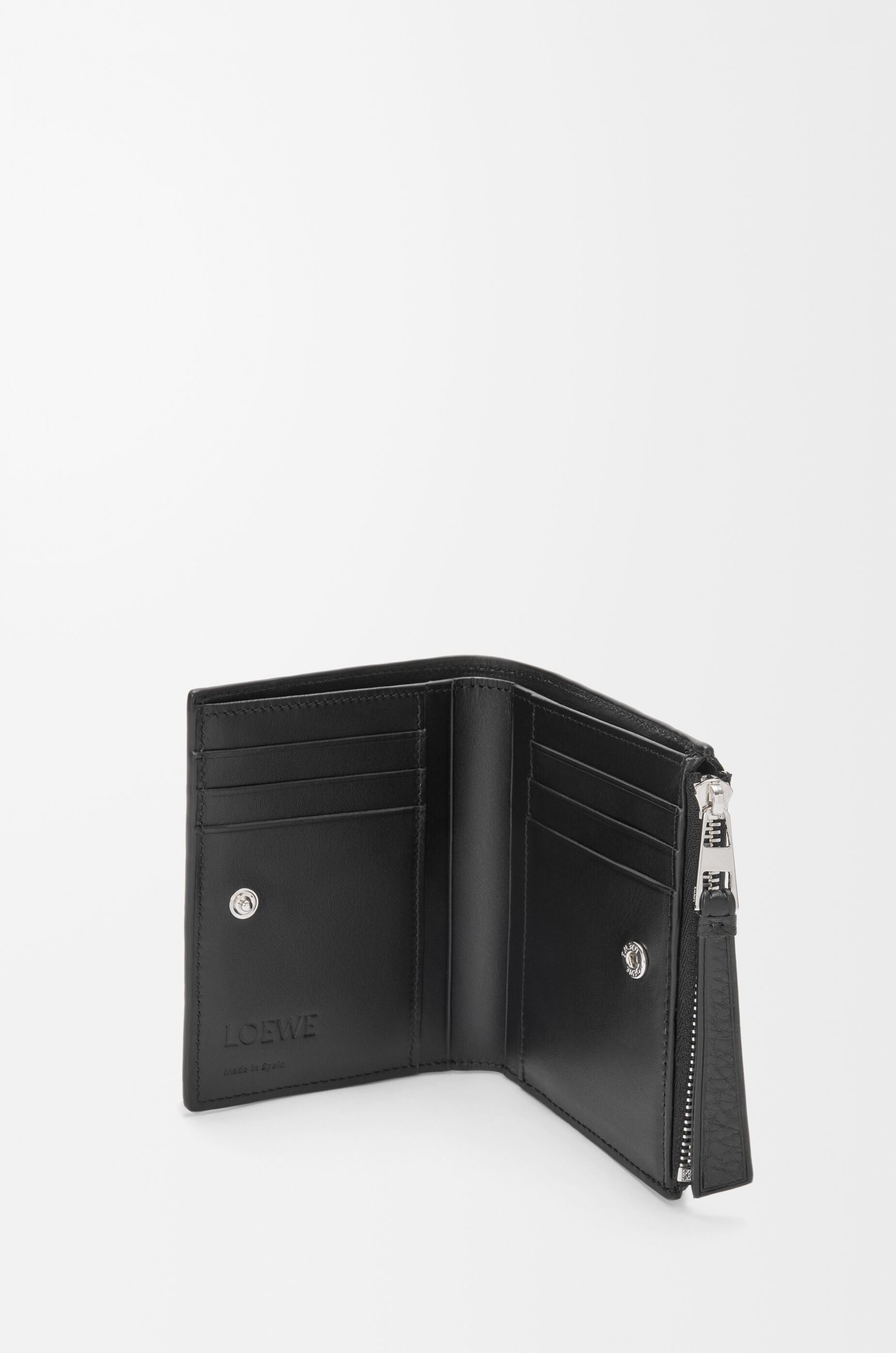 LOEWE Puzzle slim compact wallet in supple grained calfskin Black