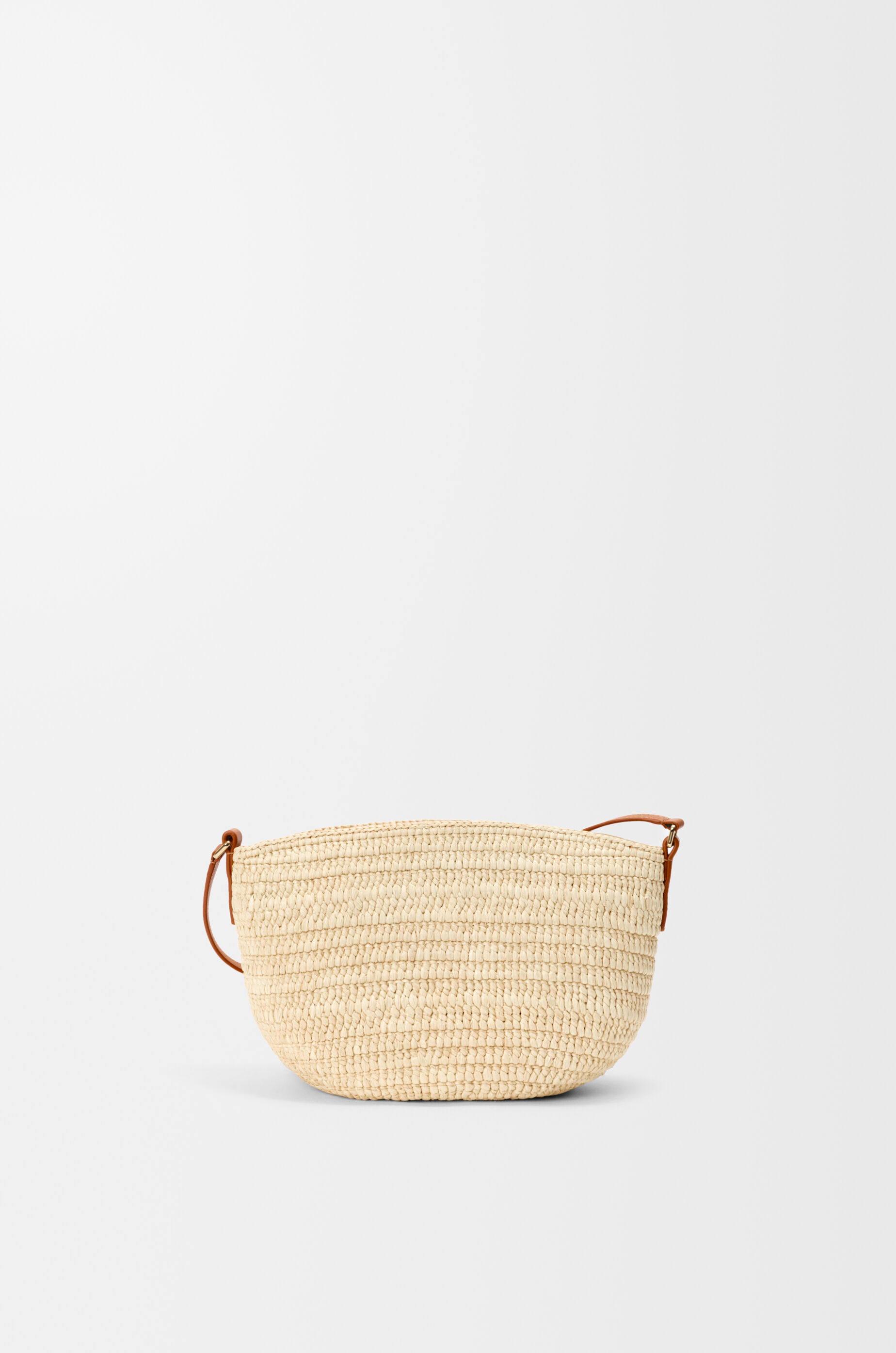 LOEWE Eclipse pochette in raffia and calfskin Natural/Tan