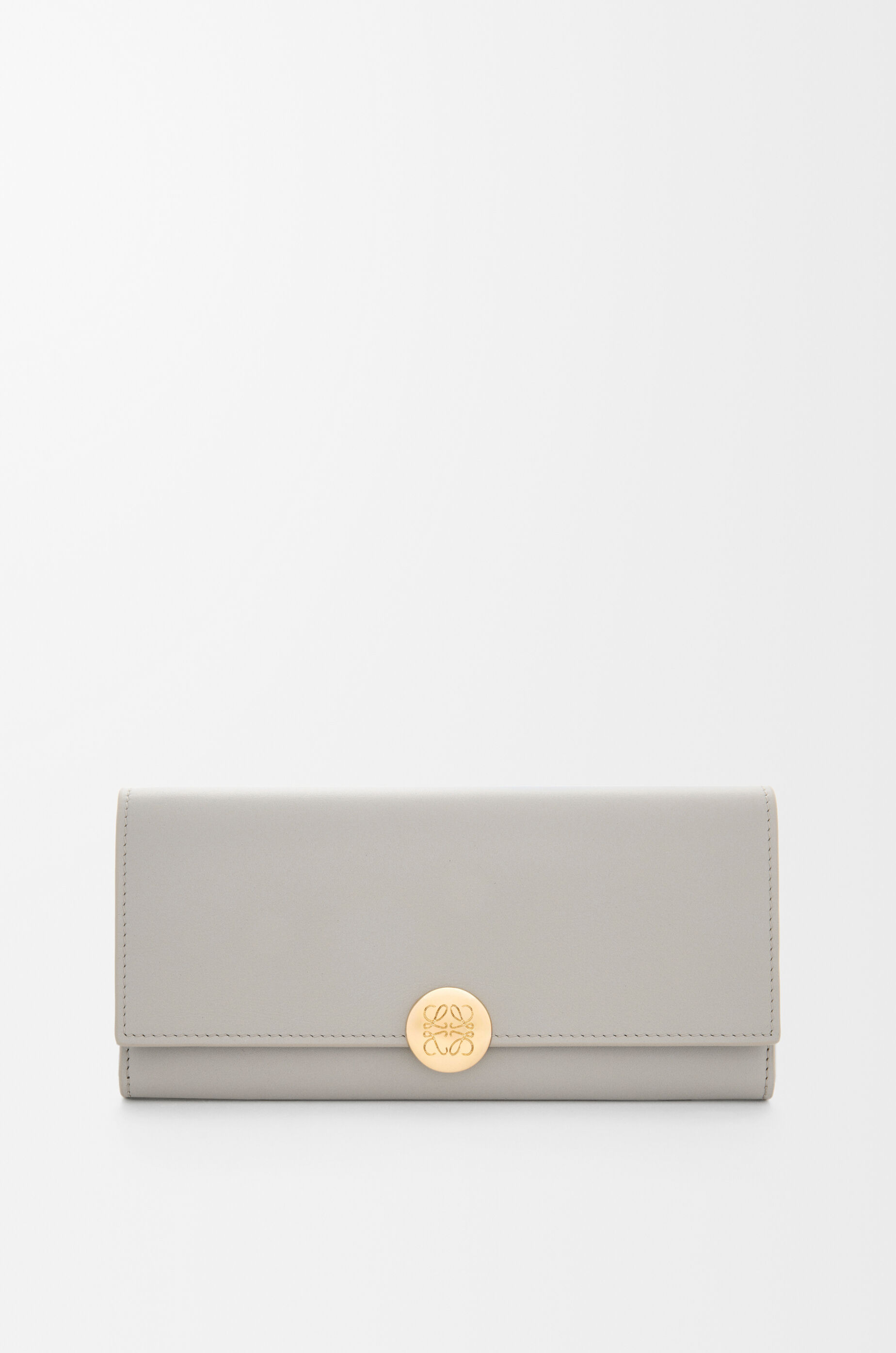LOEWE Pebble continental wallet in shiny nappa calfskin Shell Grey