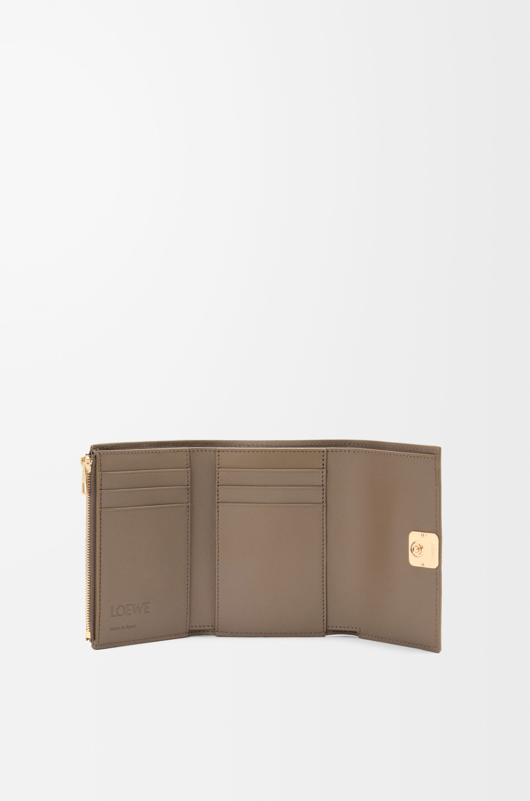 LOEWE Anagram small vertical wallet in pebble grained calfskin Taupe