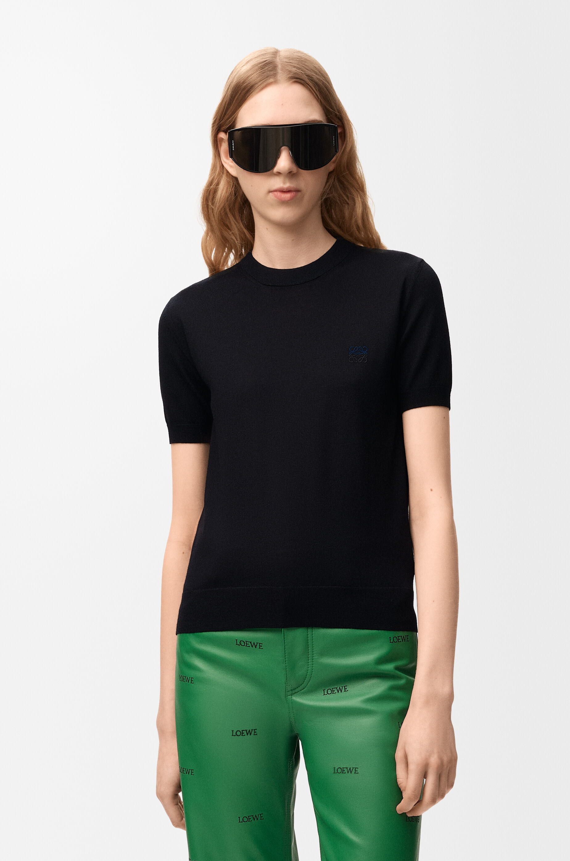 LOEWE Top in merino wool Black/Navy Blue