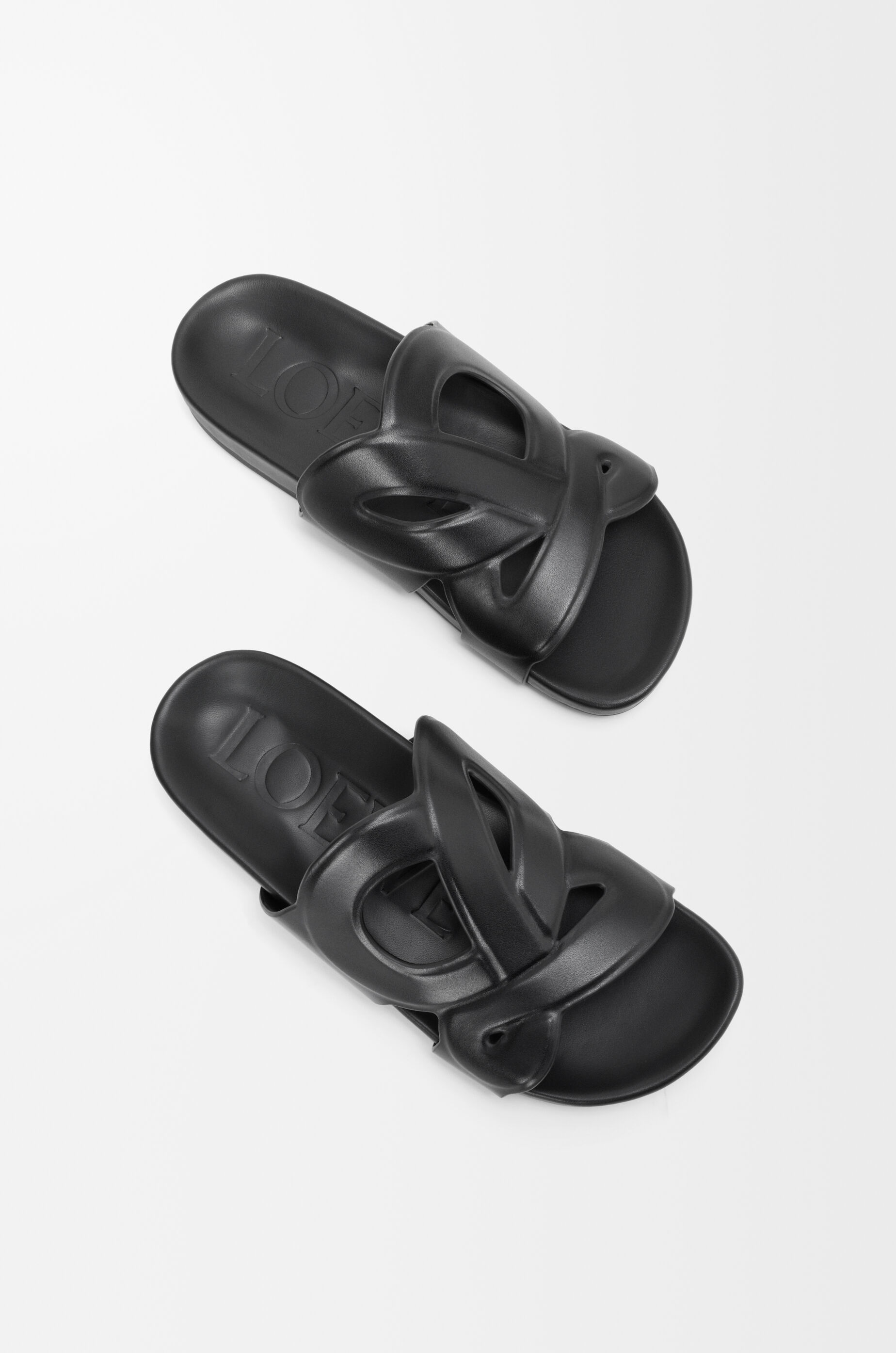 LOEWE Ease Monogram slide in vegetable-tanned calfskin Black