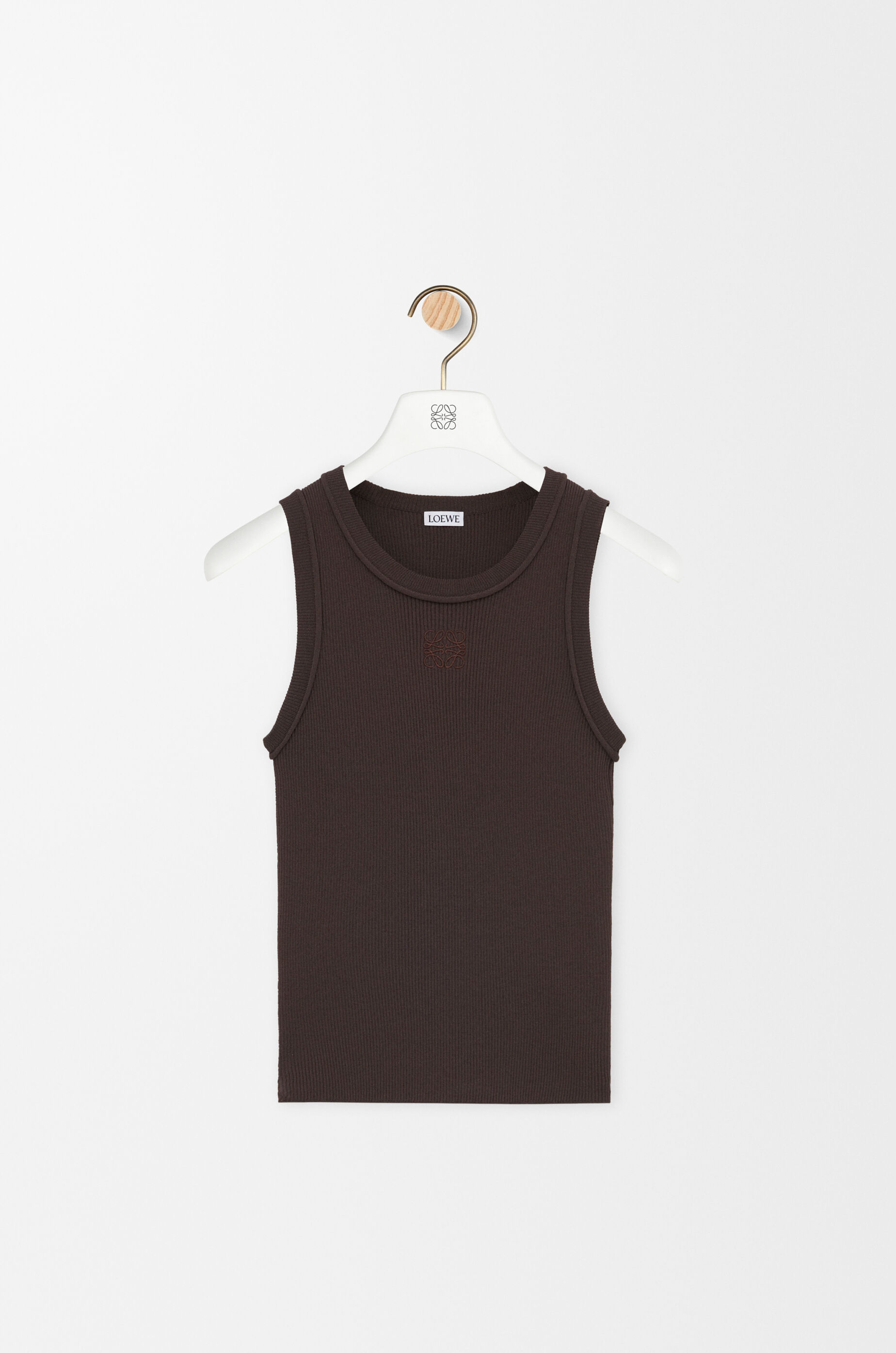 LOEWE Anagram tank top in stretch viscose Brown