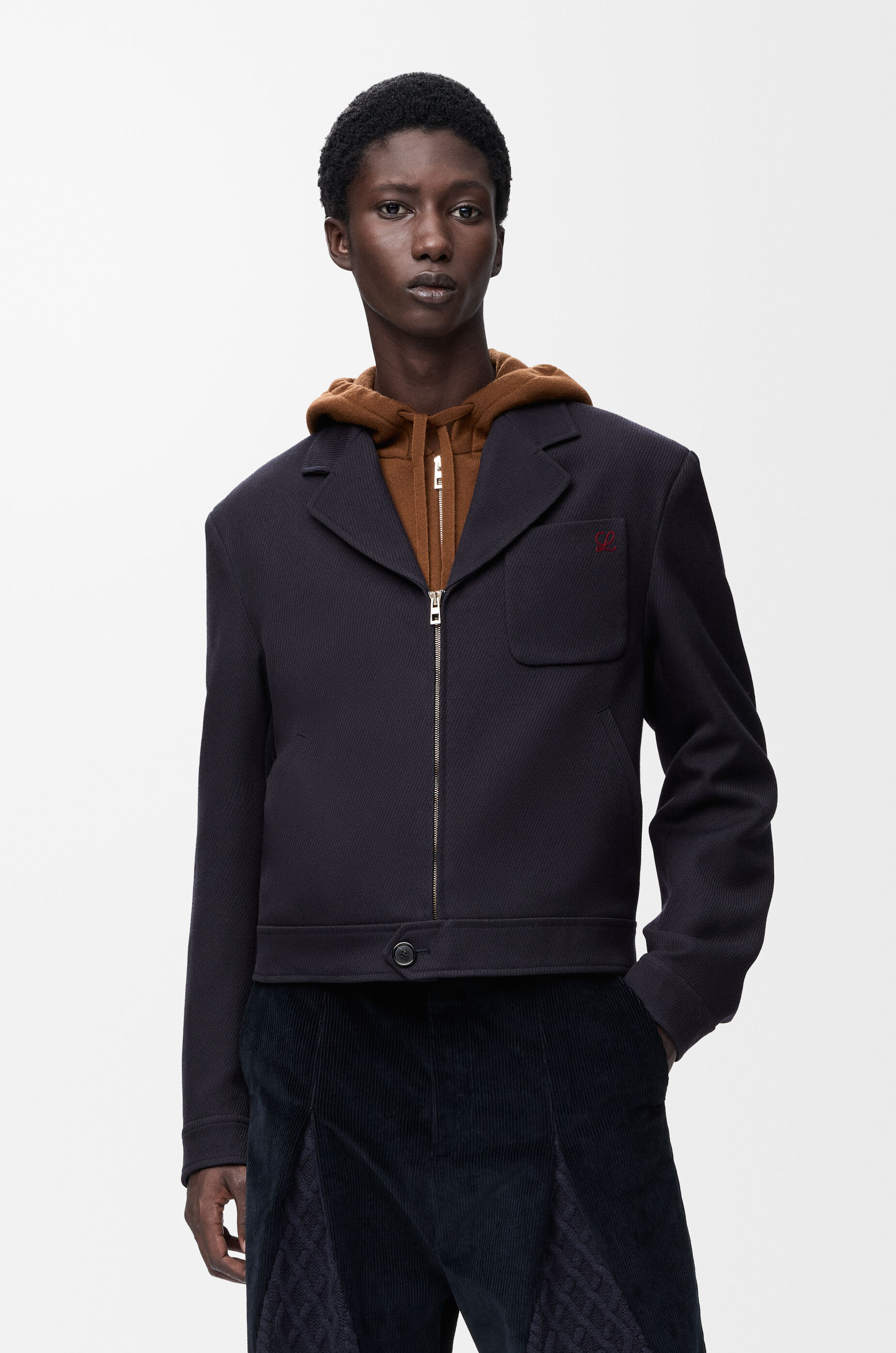 LOEWE Zip-up jacket in wool Dark Navy Blue