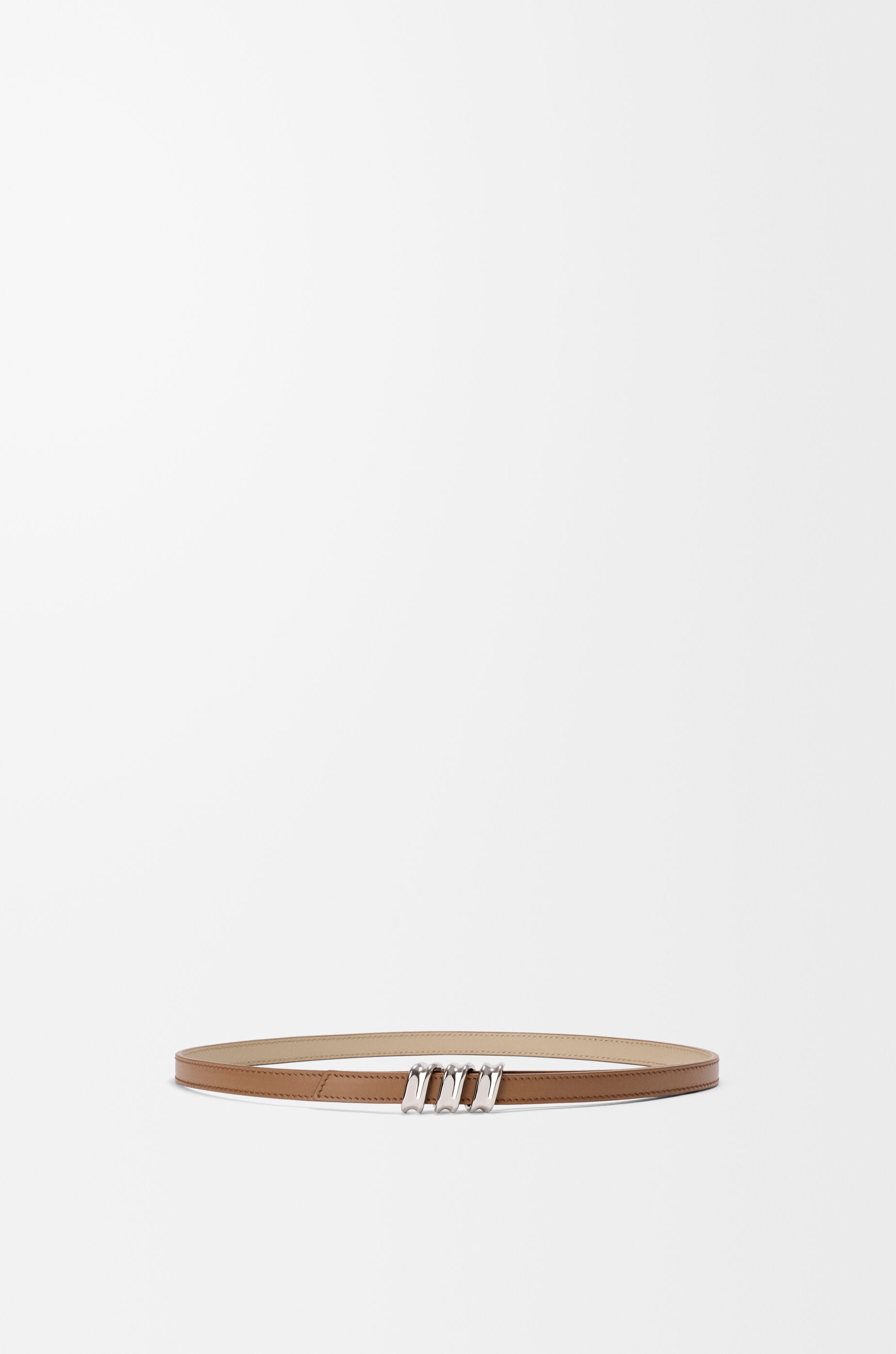 LOEWE Reversible Coil belt in smooth calfskin Mocha/Beige/Silver