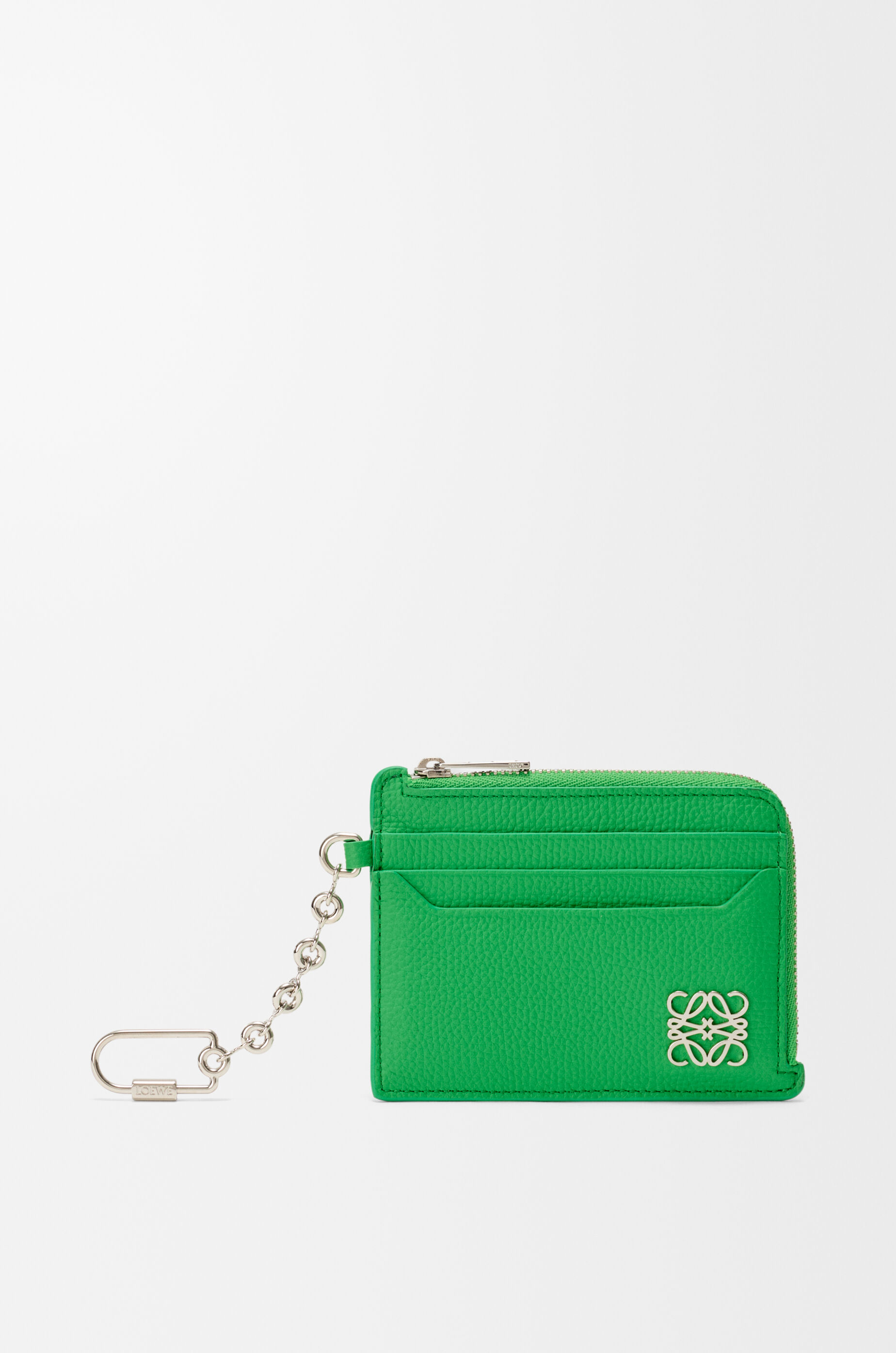 LOEWE Anagram square coin cardholder in pebble grained calfskin Clover Green