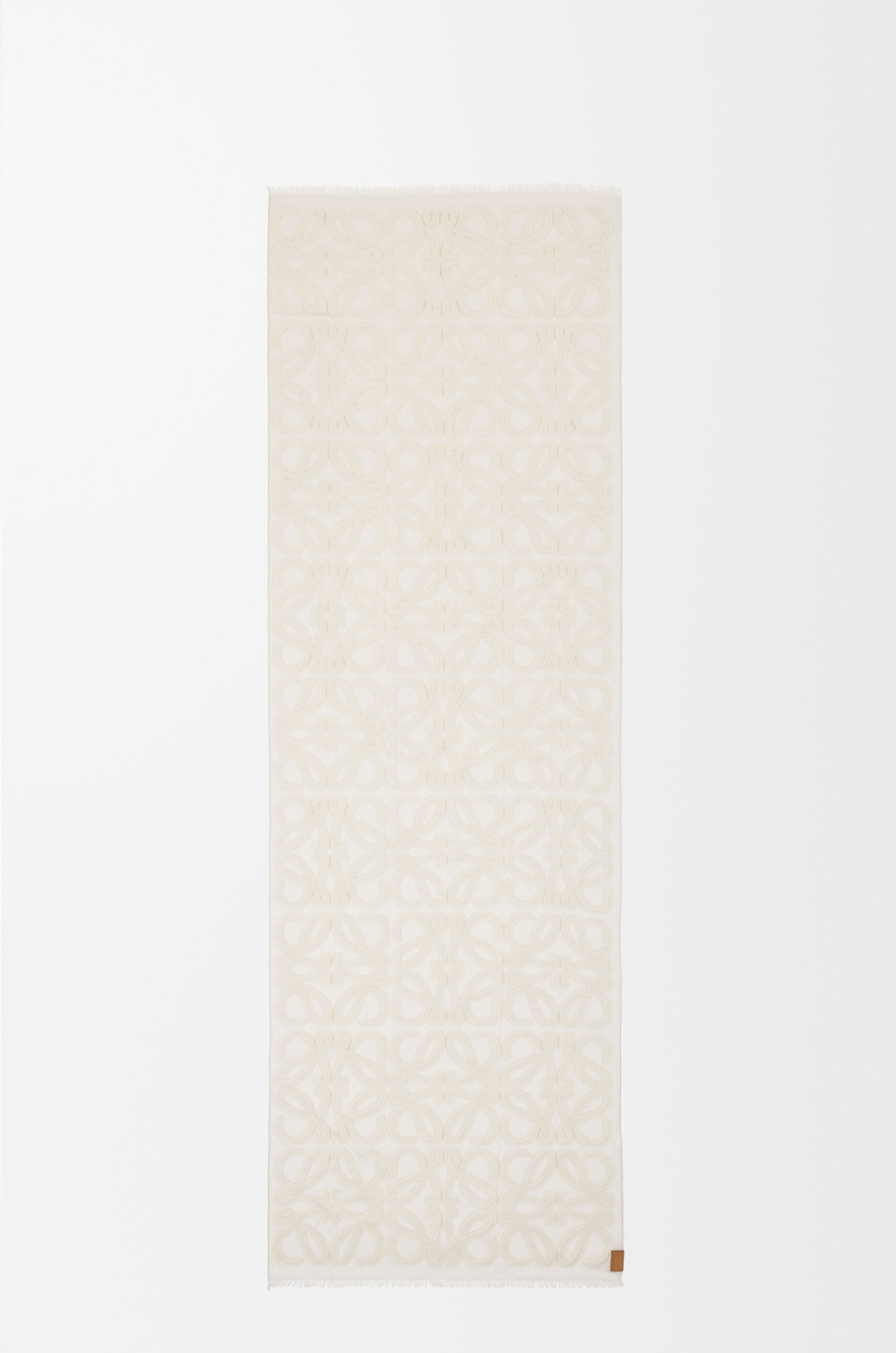 LOEWE Scarf in wool, cotton and silk blend Ecru