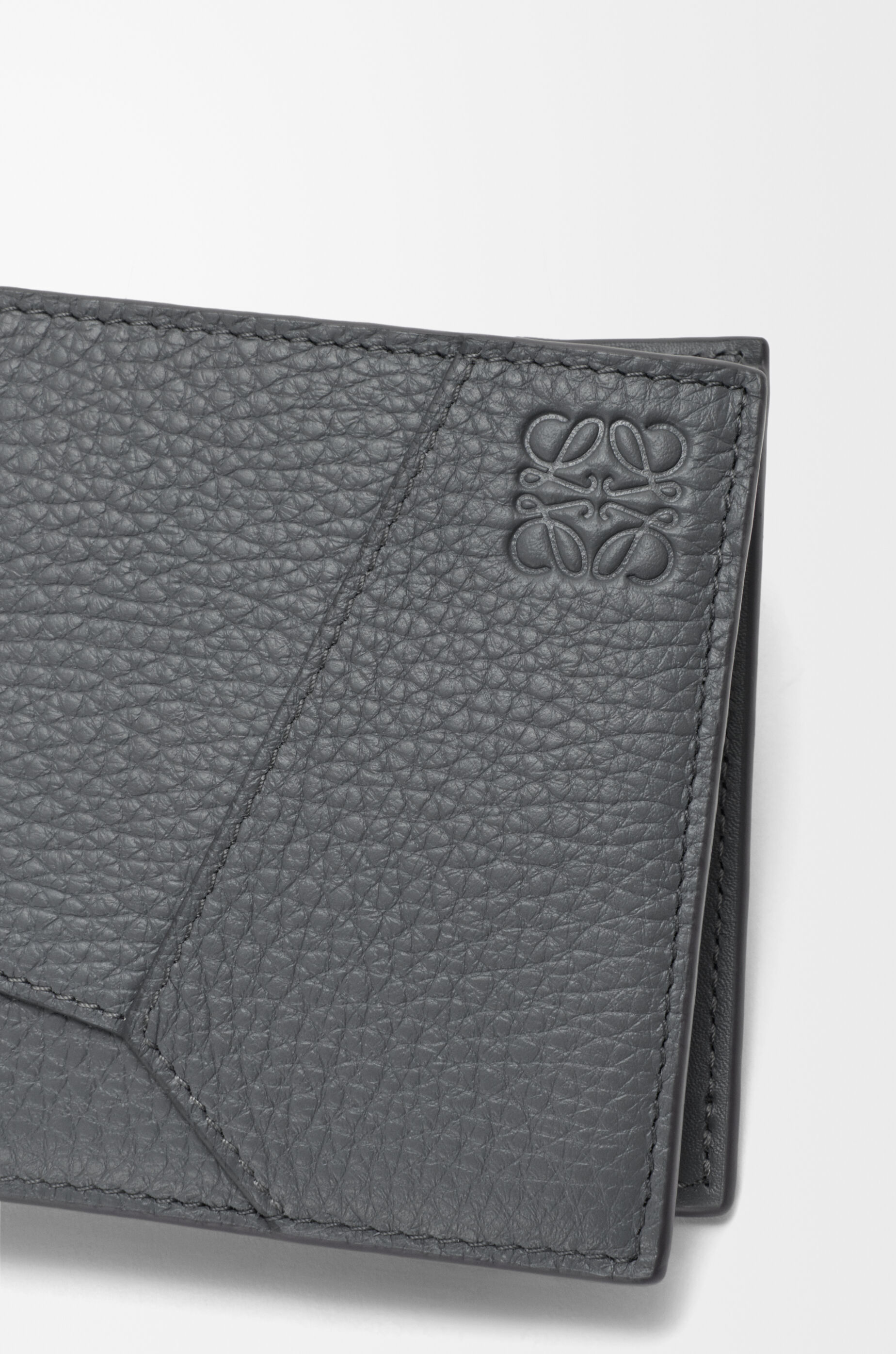 LOEWE Puzzle bifold coin wallet in supple grained calfskin Blue Grey