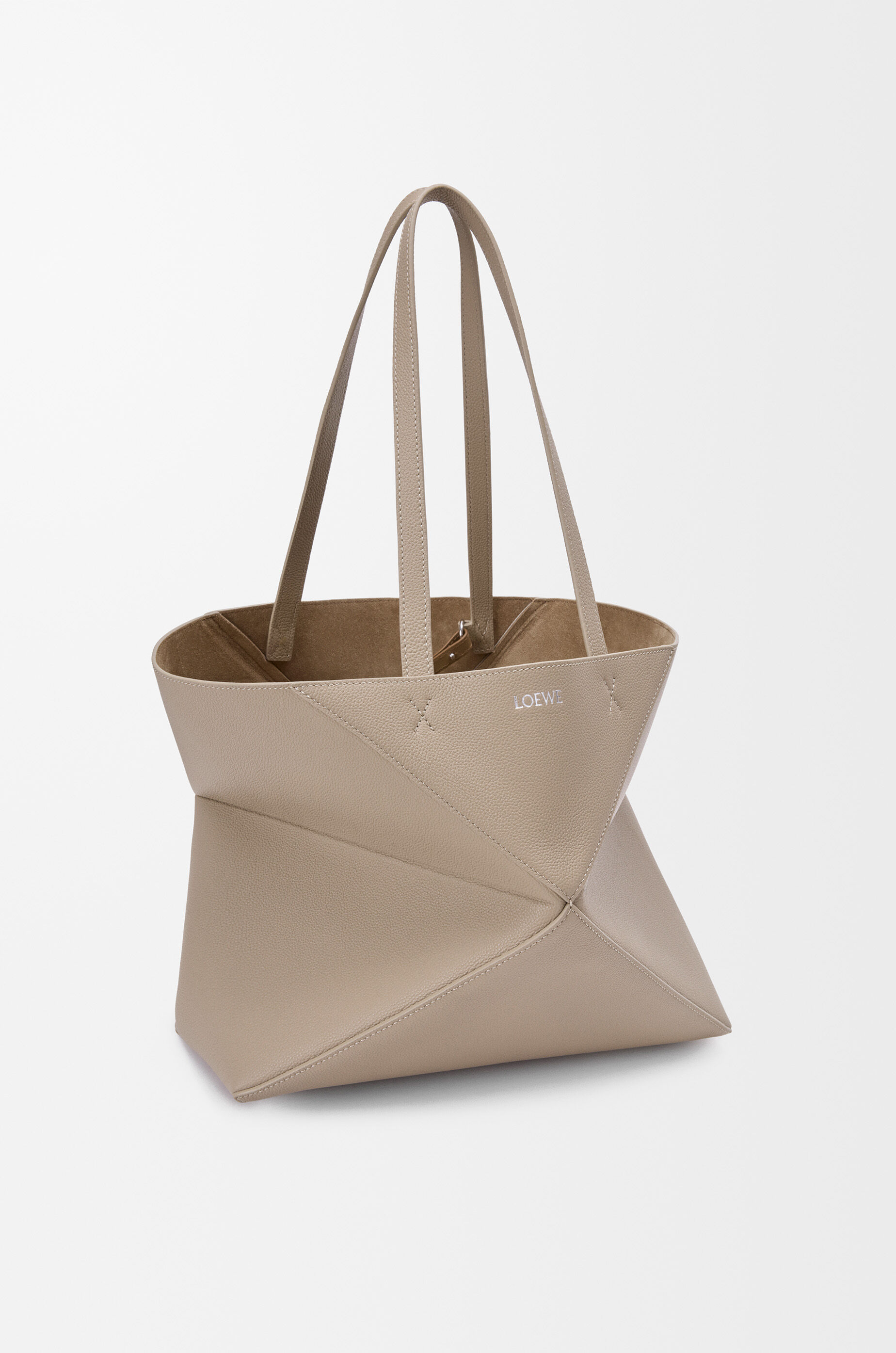 LOEWE Medium horizontal Puzzle Fold tote in soft grained calfskin Clay
