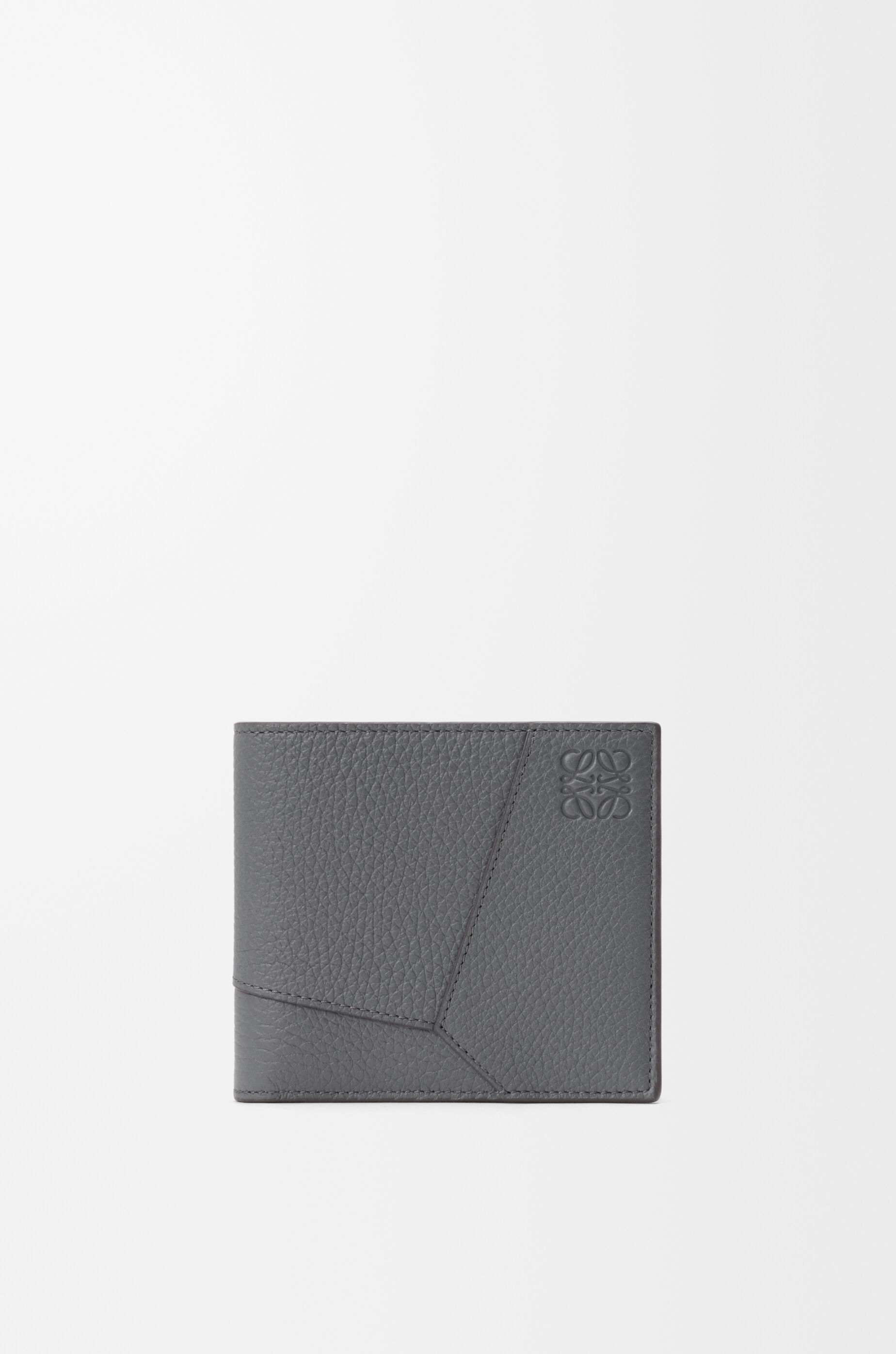LOEWE Puzzle bifold wallet in supple grained calfskin Blue Grey