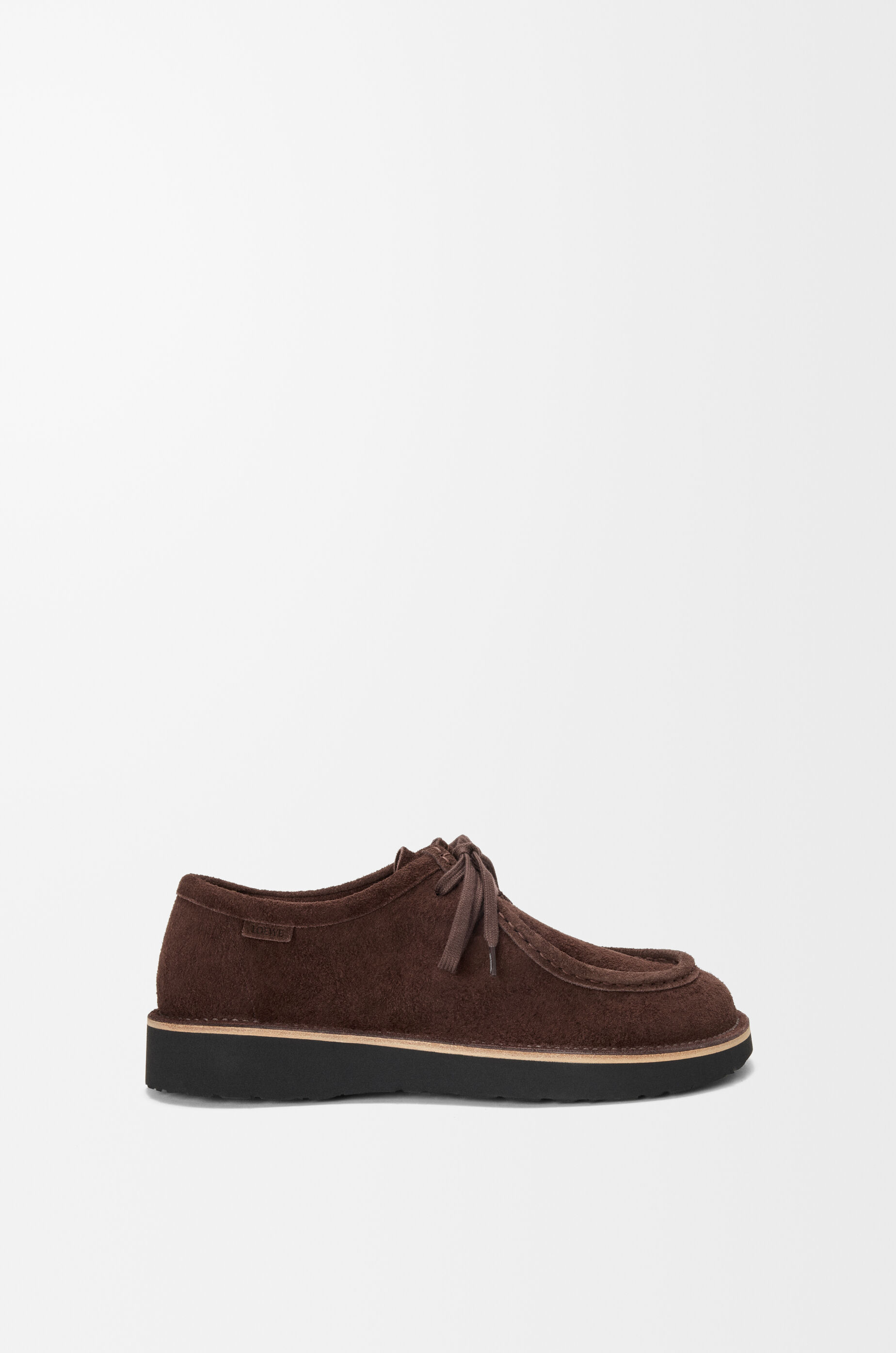 LOEWE Faro lace-up in suede calfskin Dark Brown