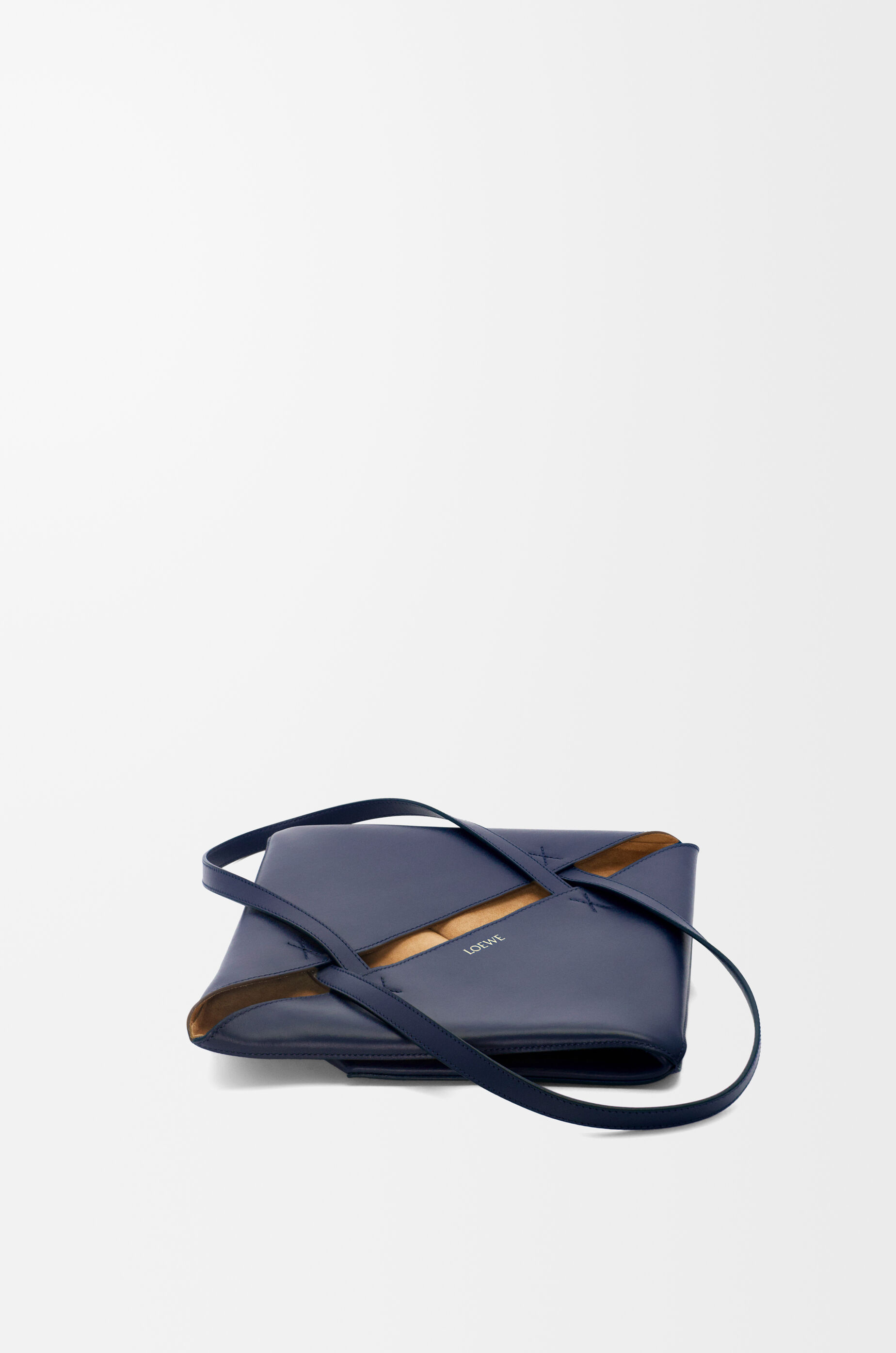 LOEWE Medium Puzzle Fold tote in shiny calfskin Abyss Blue