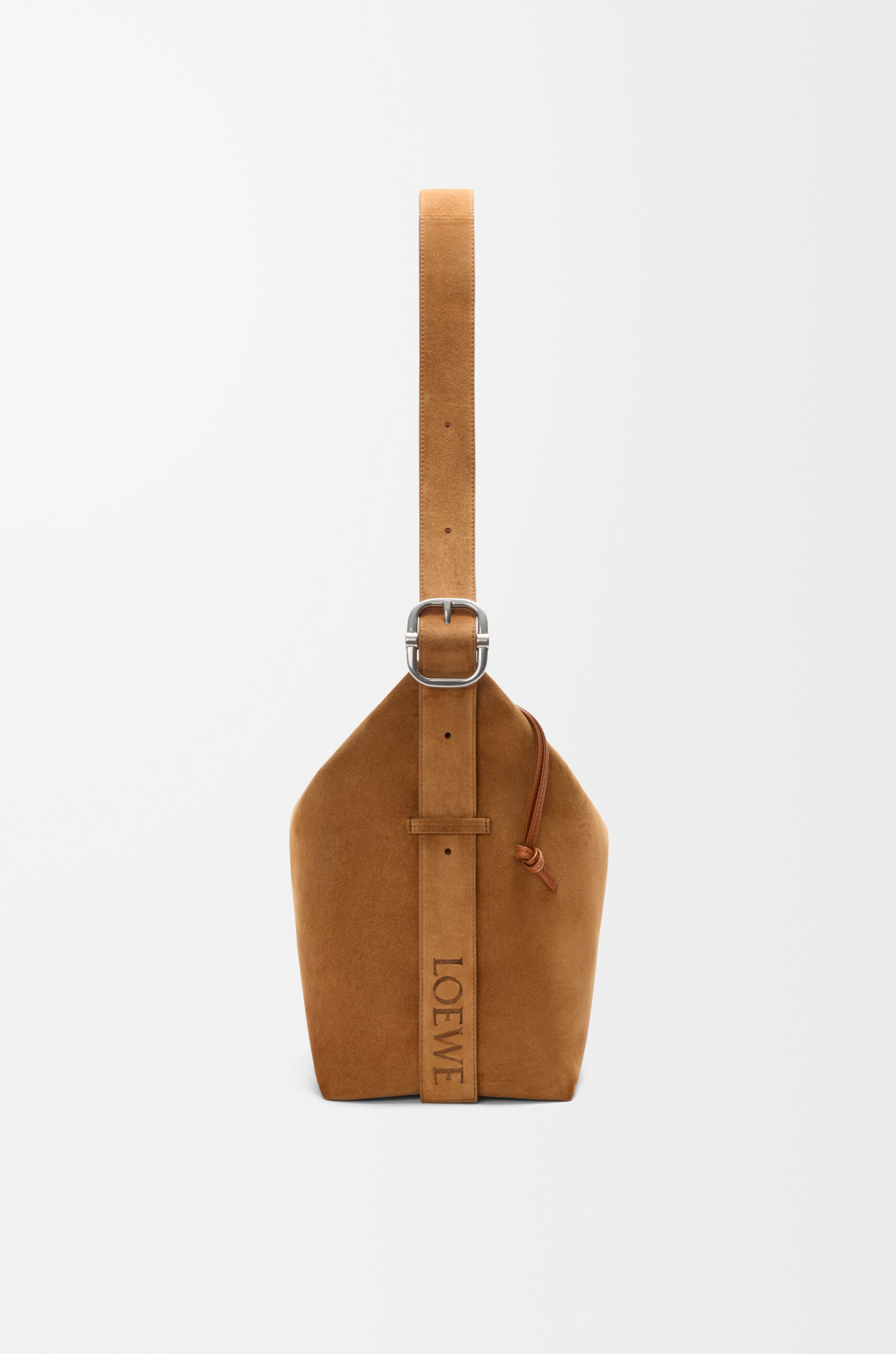LOEWE Large Loop hobo in suede calfskin Tobacco