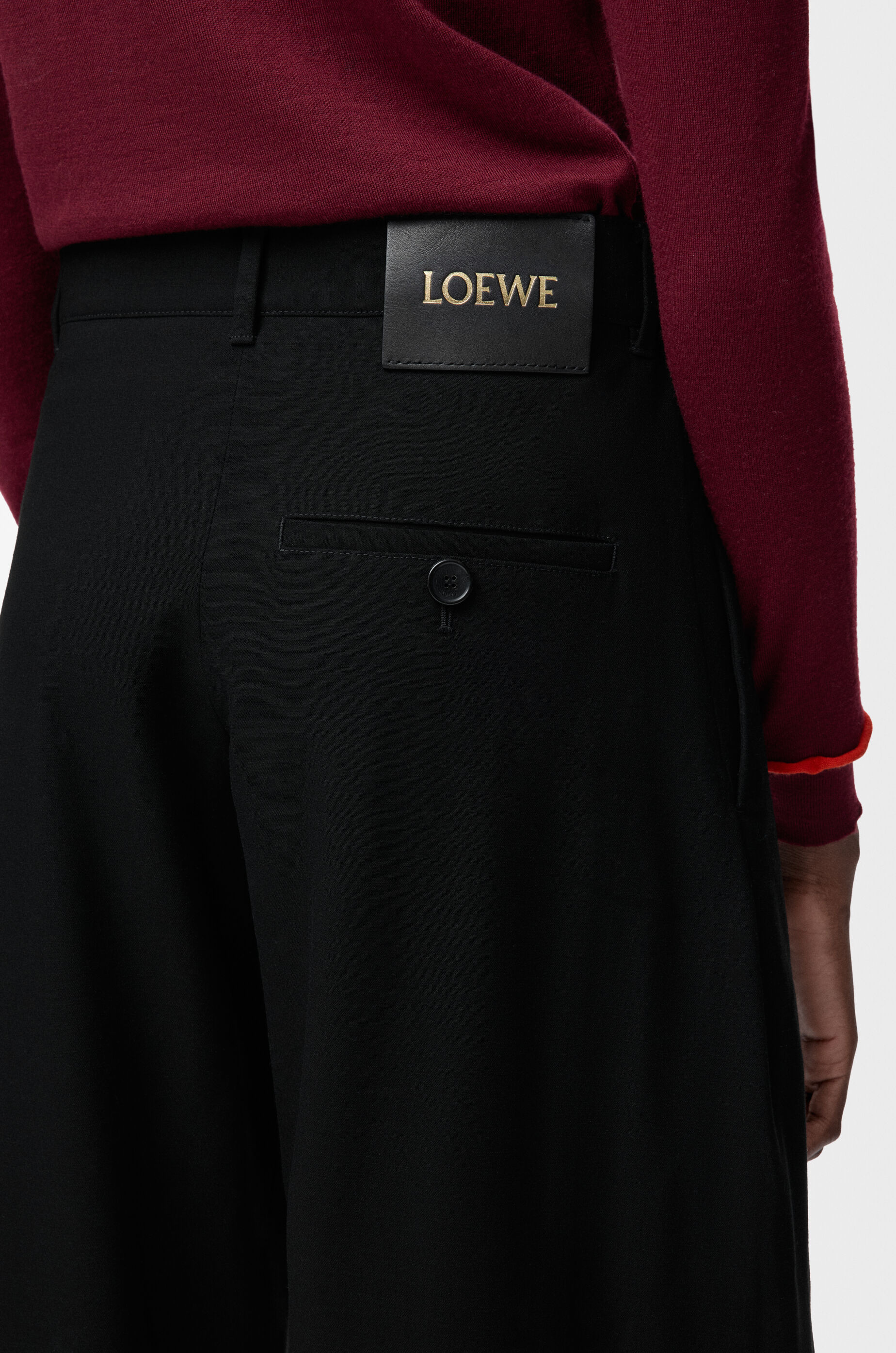 LOEWE Belted trousers in wool Black