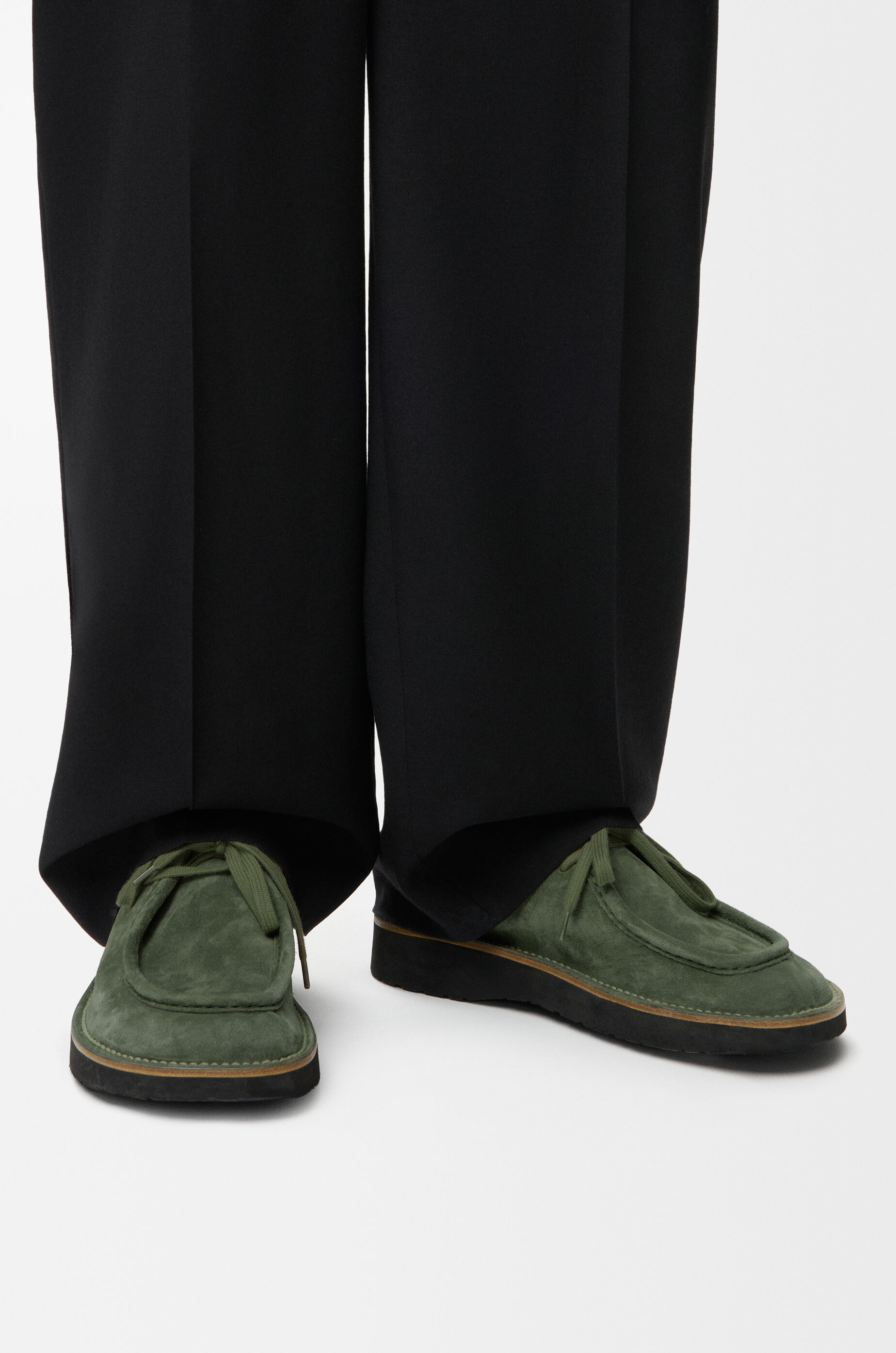 LOEWE Faro lace-up in suede calfskin Sage