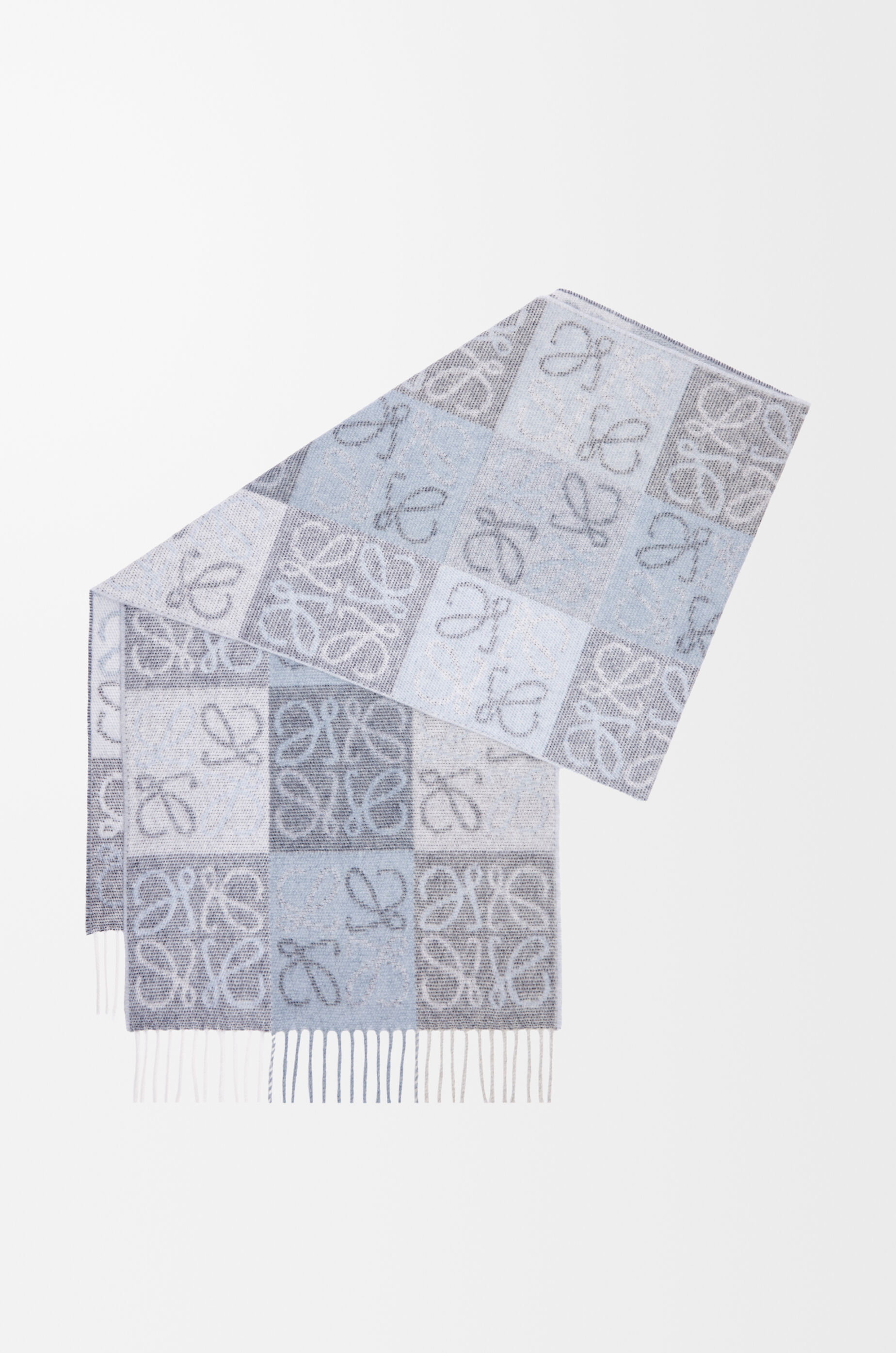 LOEWE Scarf in wool and cashmere Blue/White