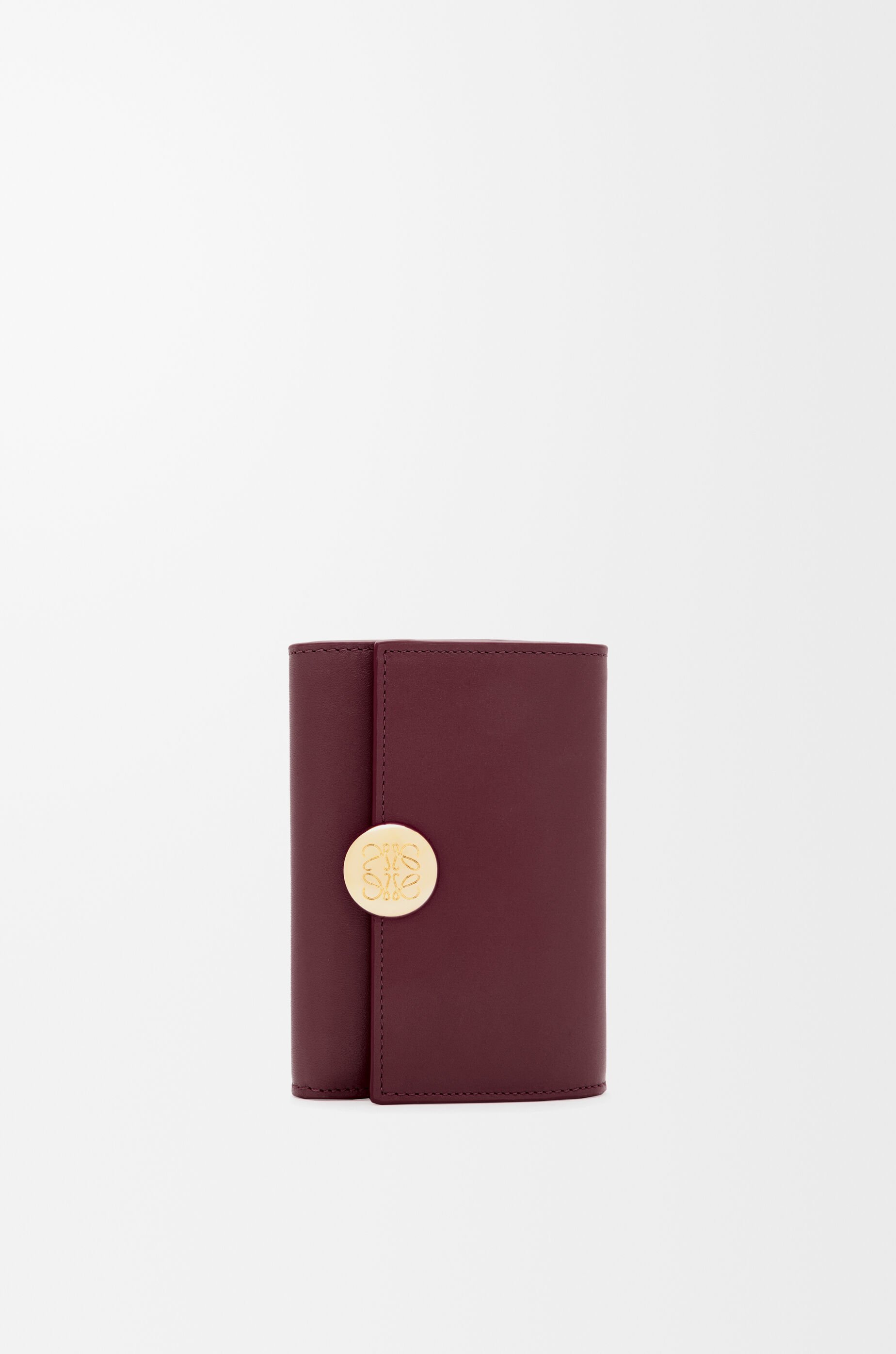 LOEWE Pebble small vertical wallet in shiny nappa calfskin Burgundy