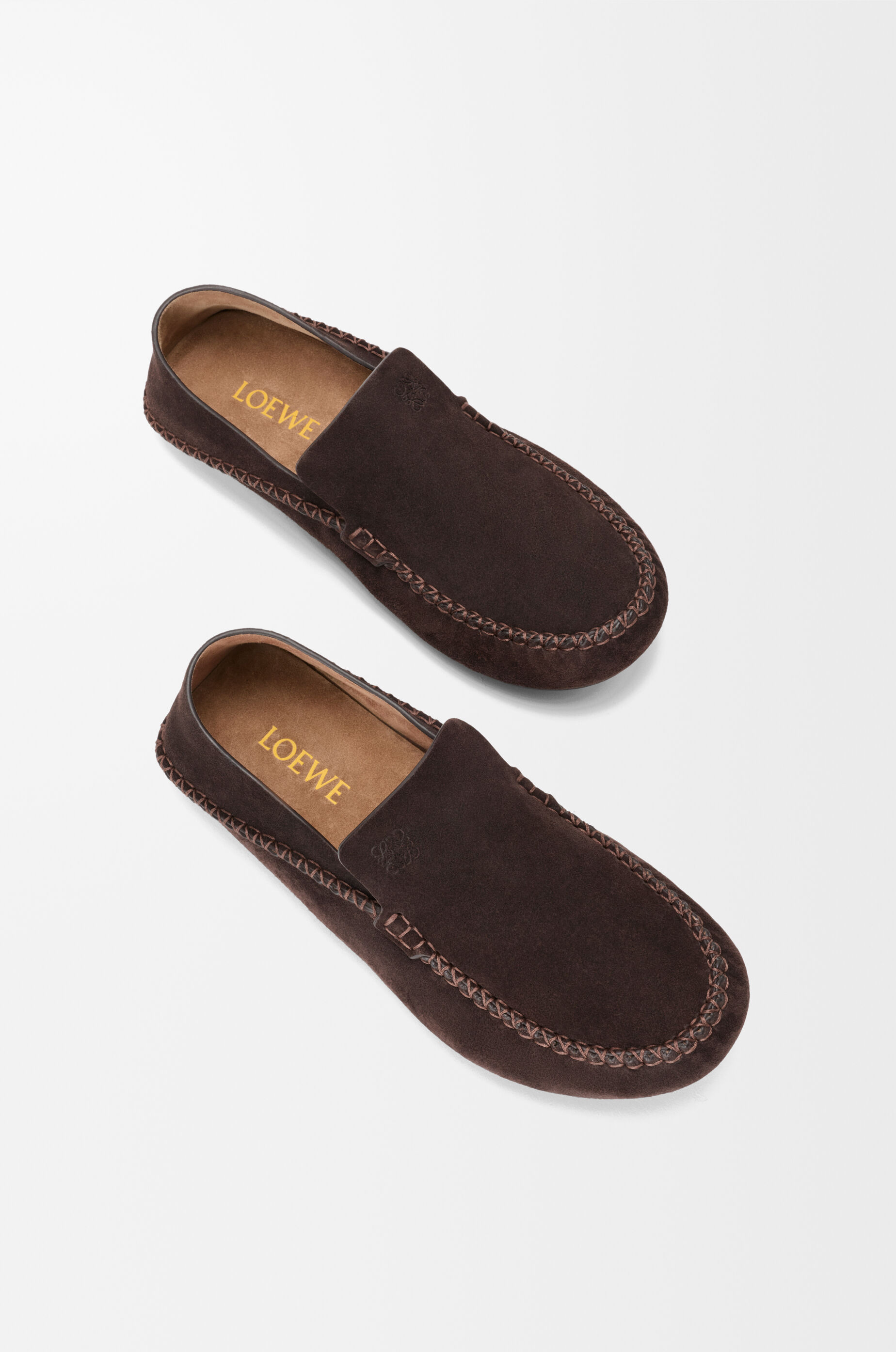 LOEWE Rambla driving loafer in suede calfskin Dark Brown