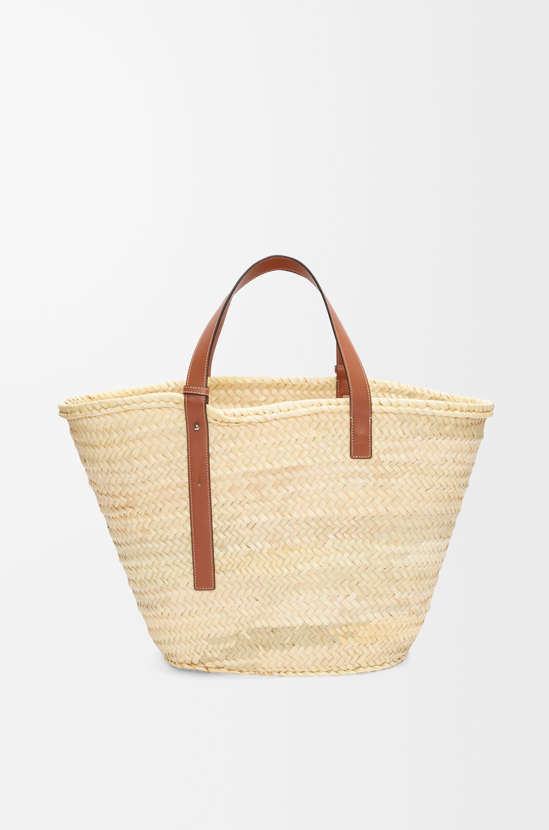 LOEWE Large Classic Basket in palm leaf and calfskin Natural/Tan