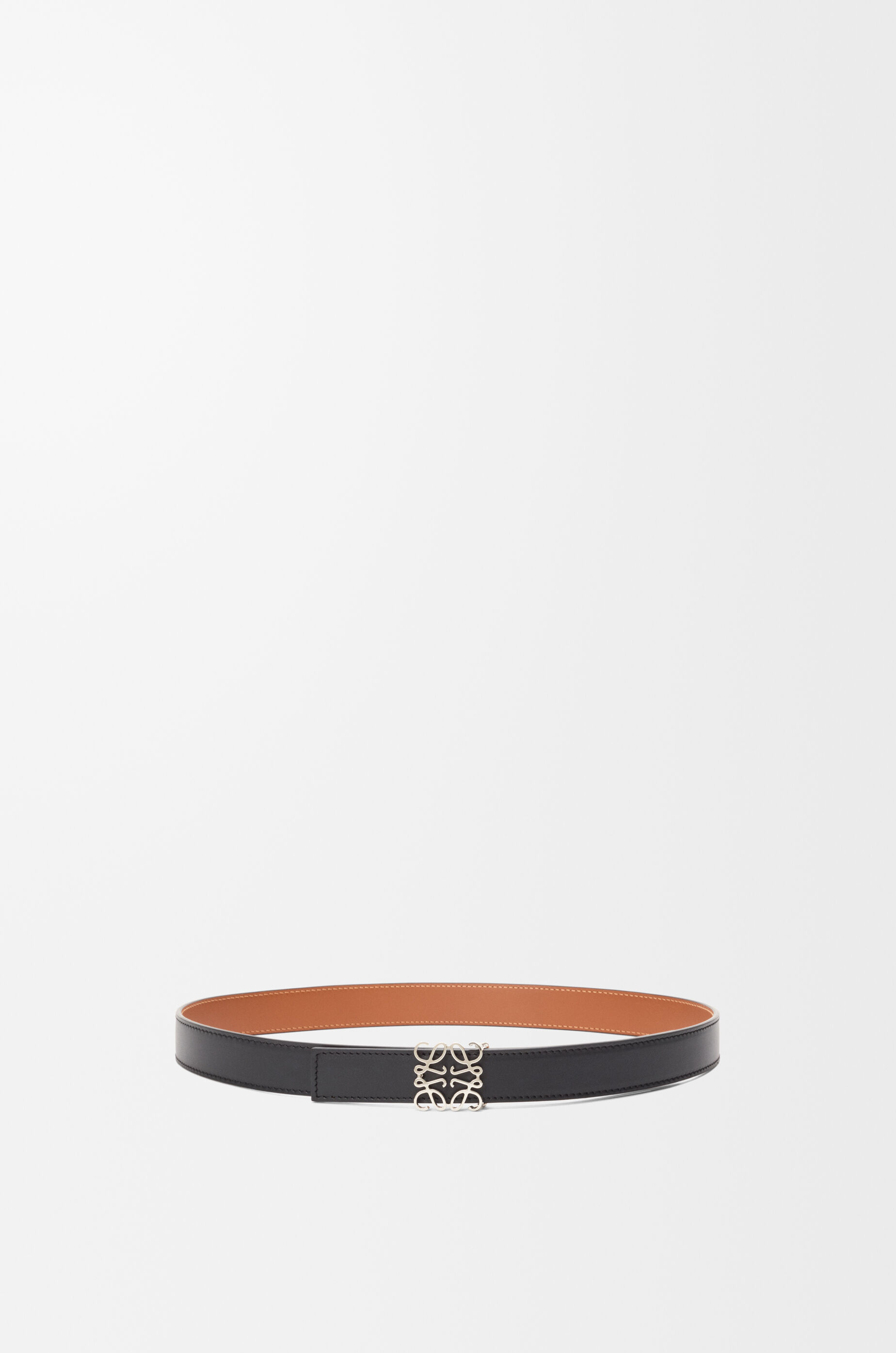 LOEWE Reversible Anagram belt in smooth calfskin Black/Tan/Palladium