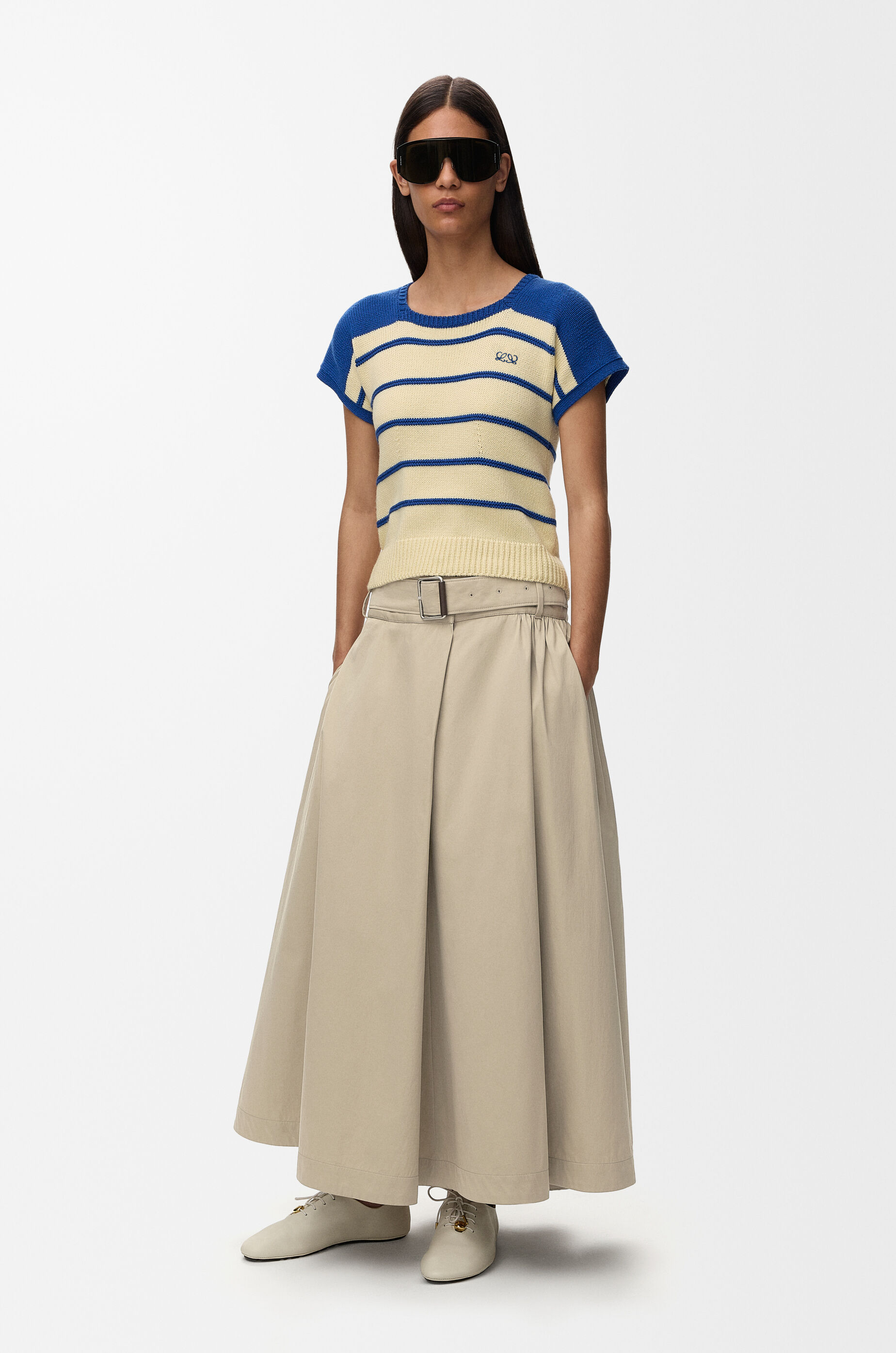 LOEWE Skirt in cotton and silk Beige