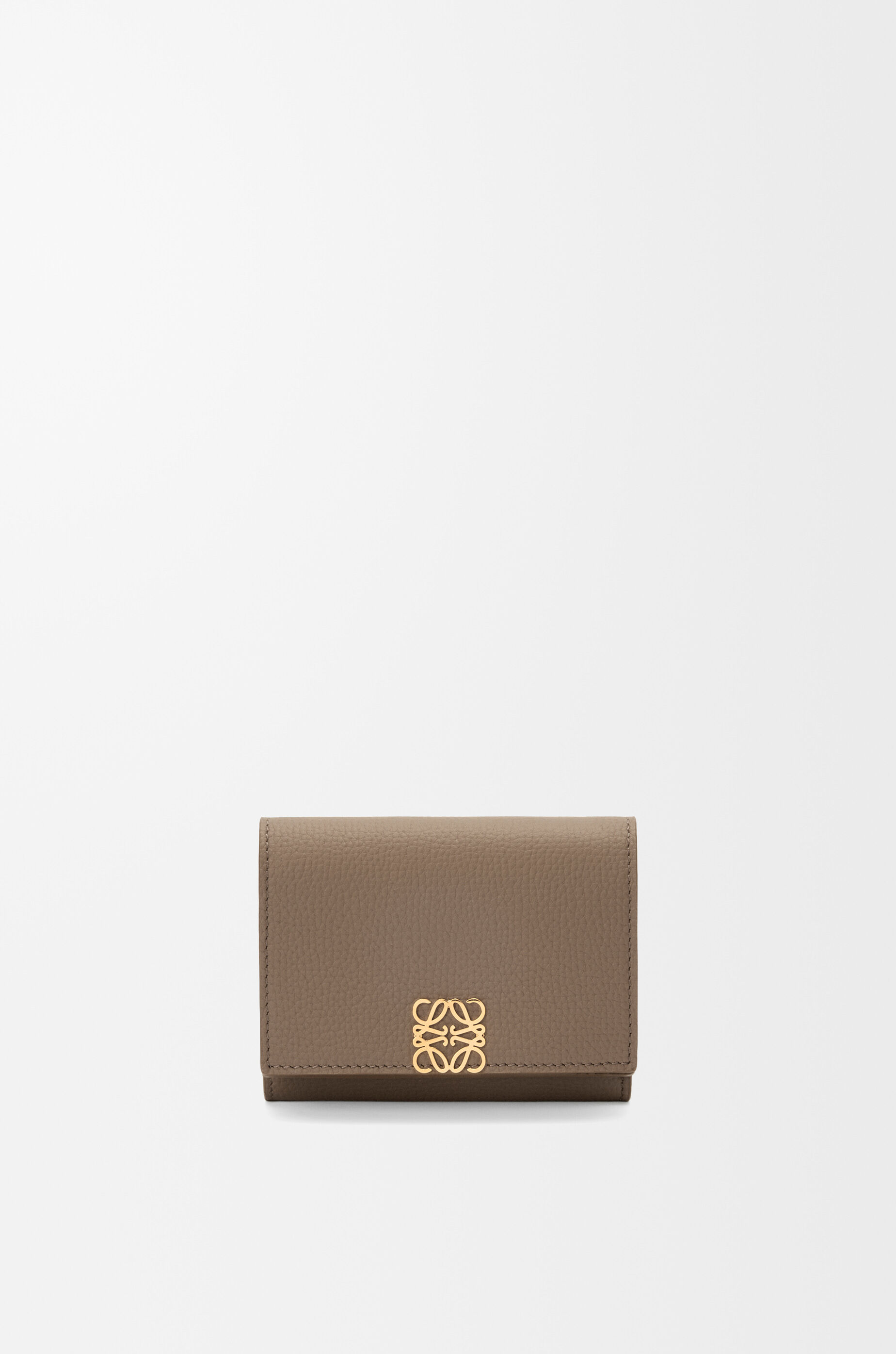 LOEWE Anagram trifold wallet in pebble grained calfskin Taupe