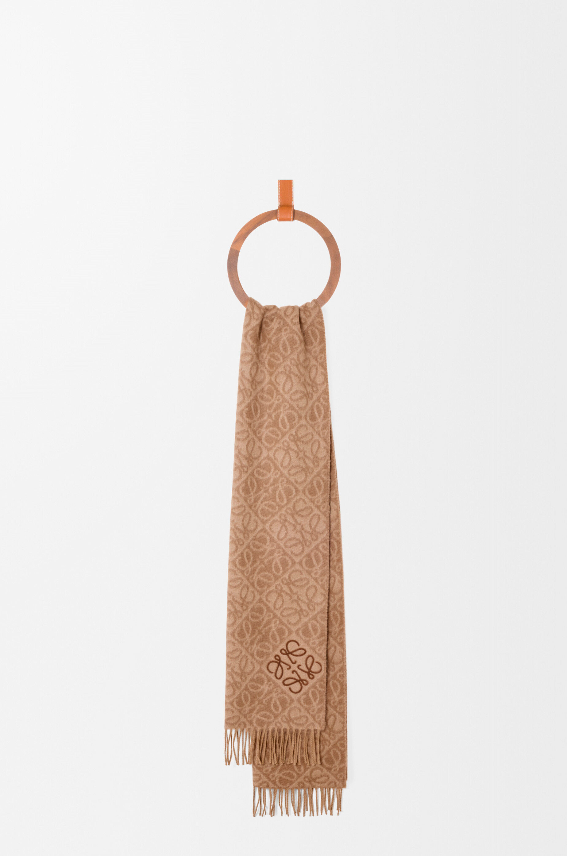 LOEWE Anagram scarf in wool and cashmere Mocha