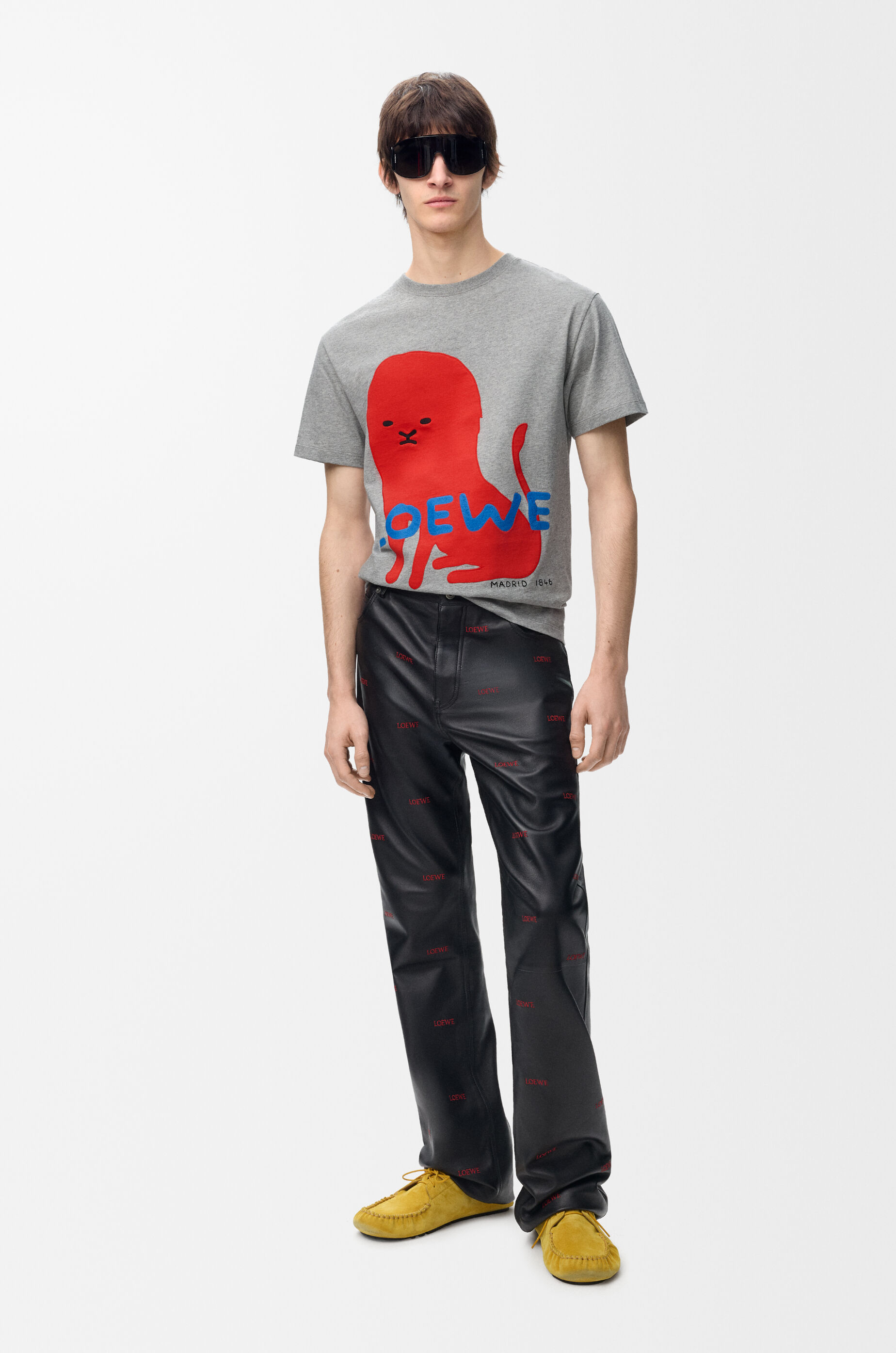 LOEWE Regular fit t-shirt in cotton Grey Melange