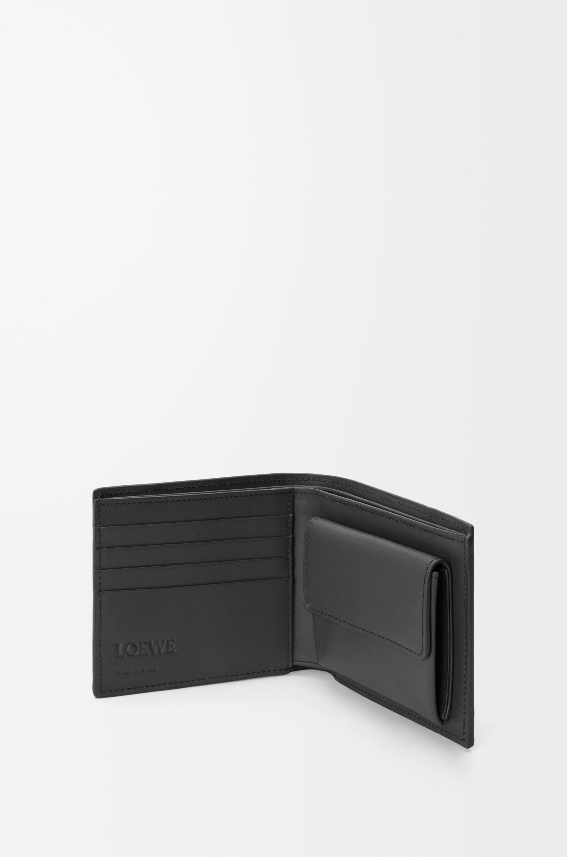 LOEWE Puzzle bifold coin wallet in classic calfskin Asphalt Grey/Storm Blue
