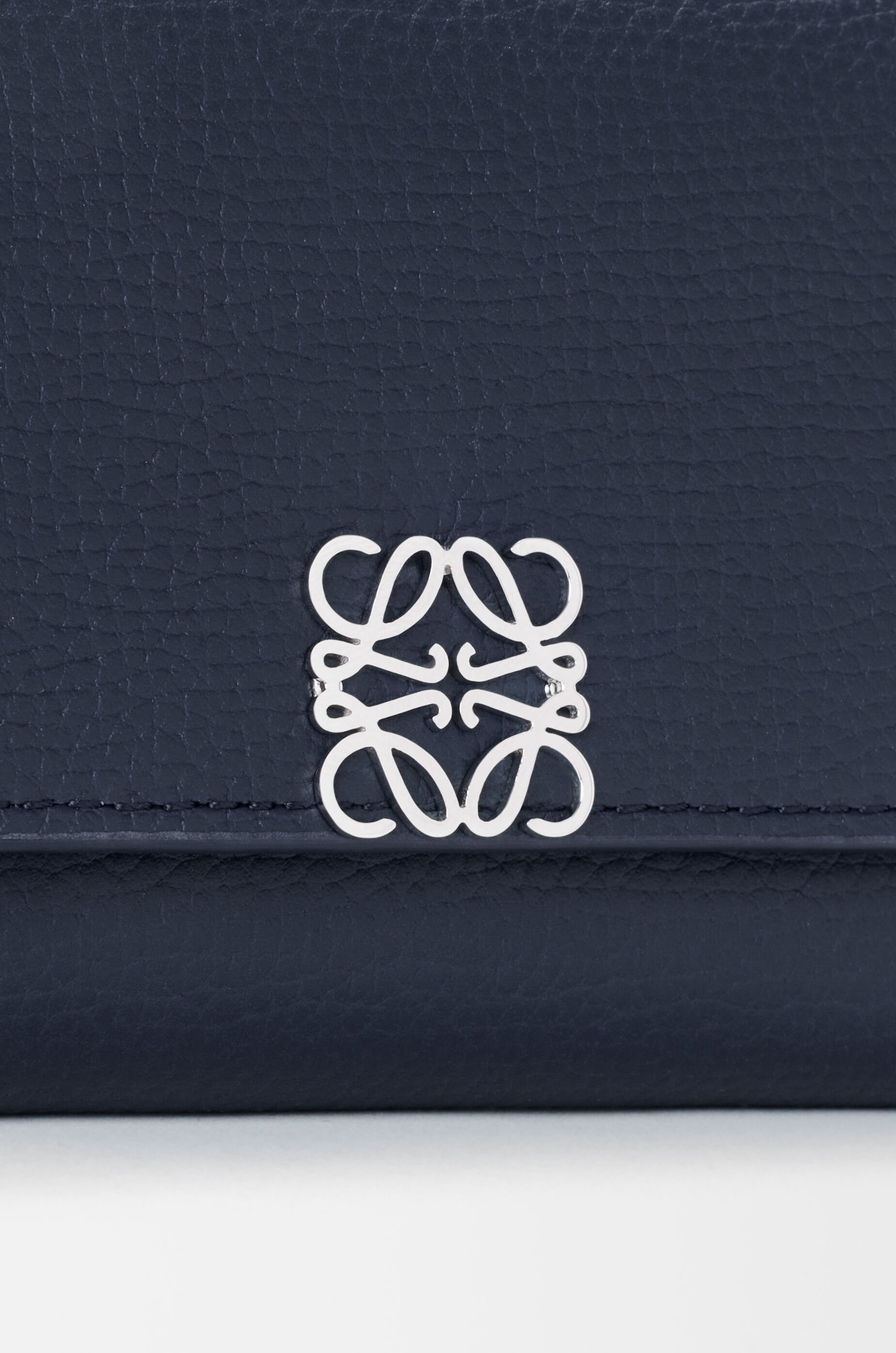 LOEWE Anagram small vertical wallet in pebble grained calfskin Deep Navy