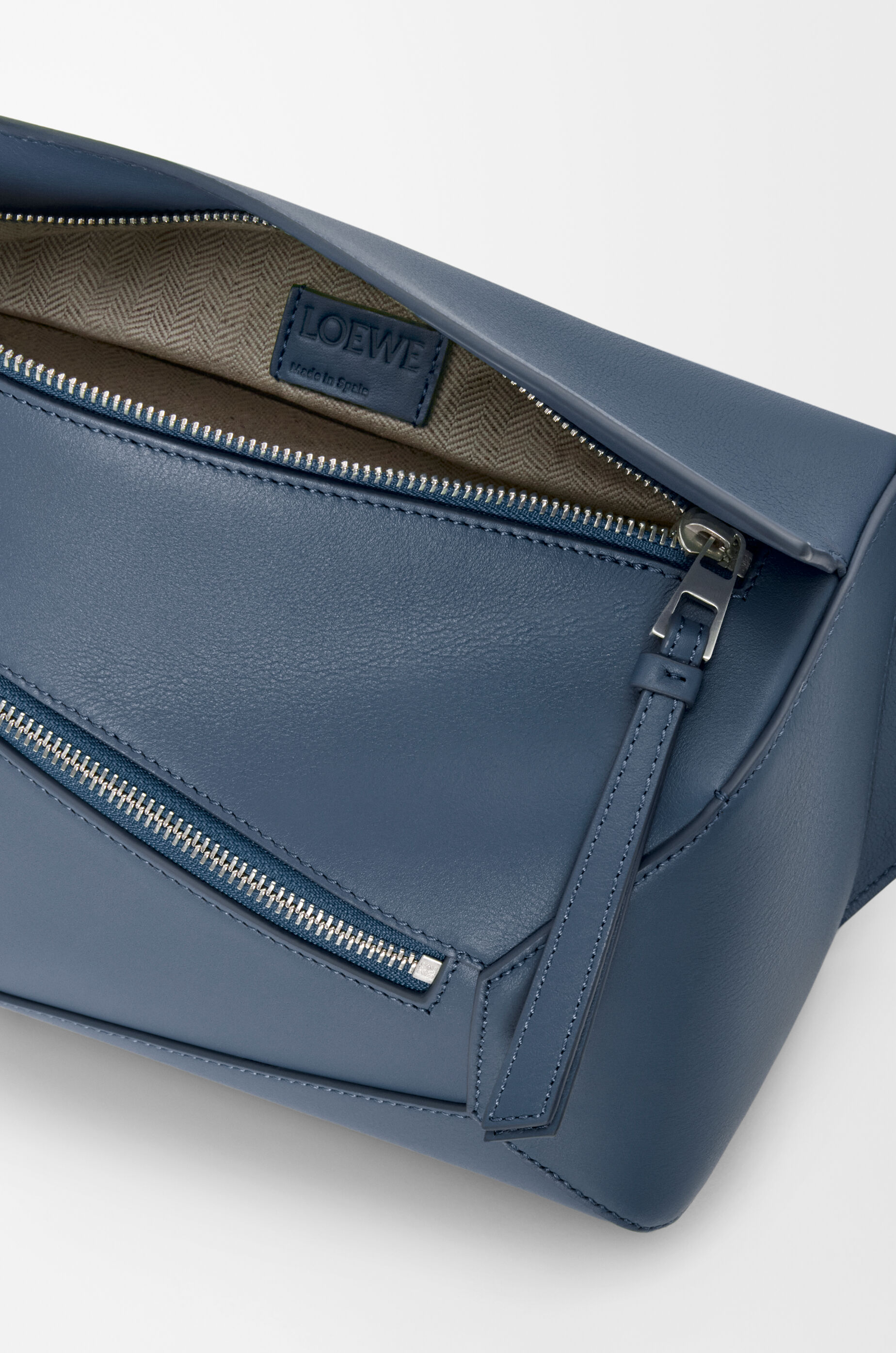 LOEWE Small Puzzle Edge bumbag in classic calfskin Indigo Dye