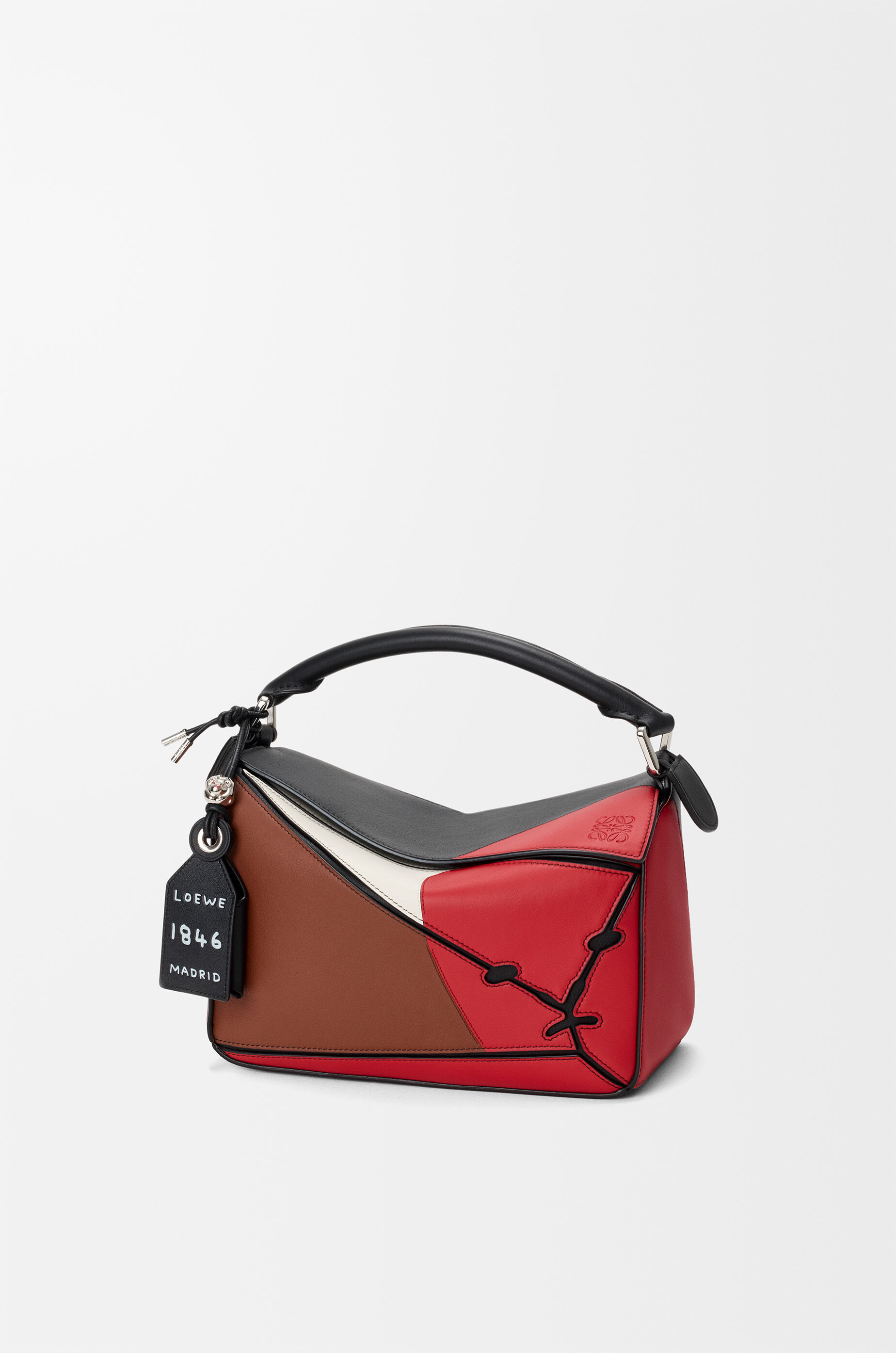 LOEWE Small Lion Intarsio Puzzle bag in classic calfskin Multicolor Pecan
