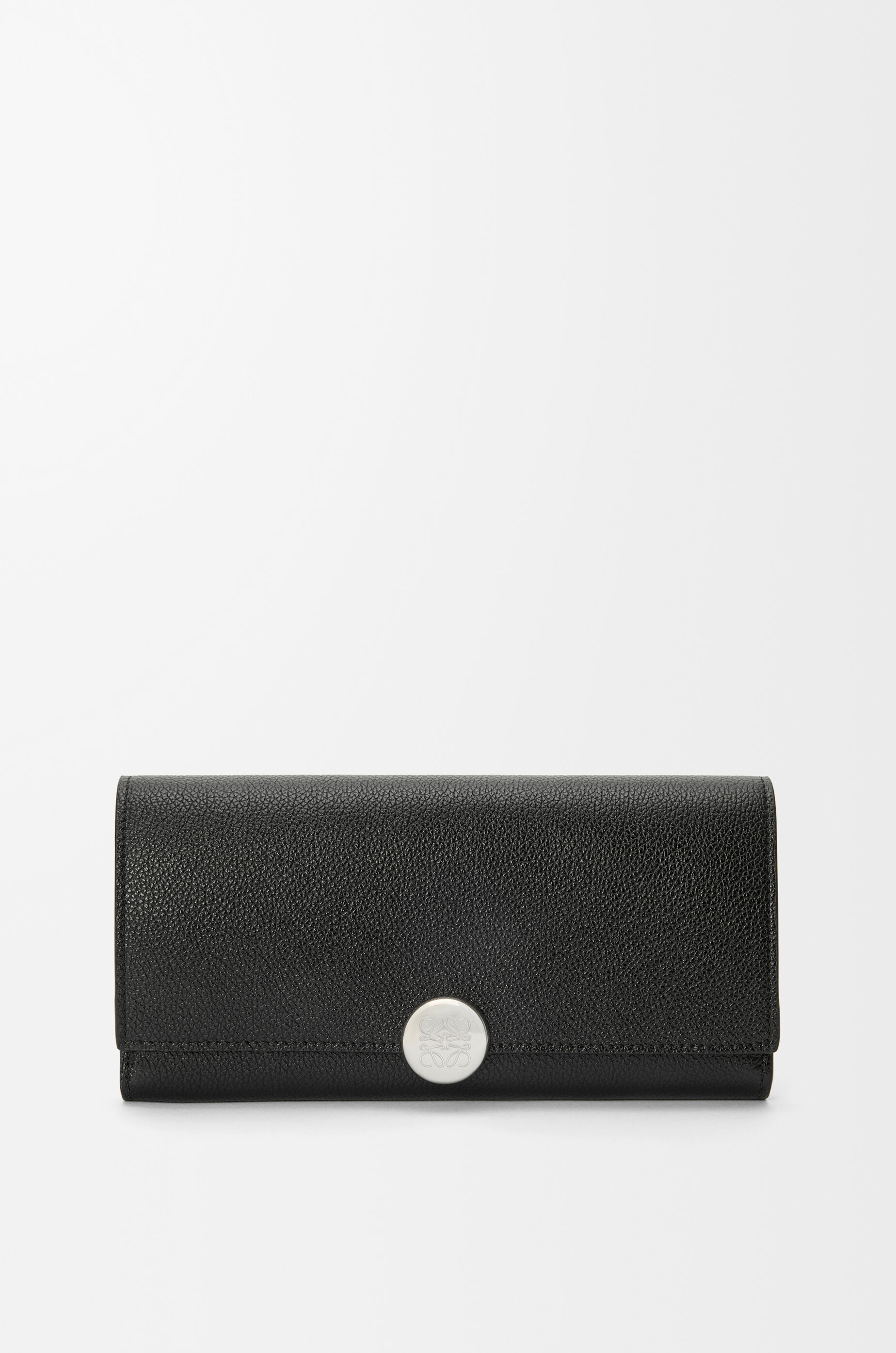 LOEWE Pebble continental wallet in pebble grained calfskin Black