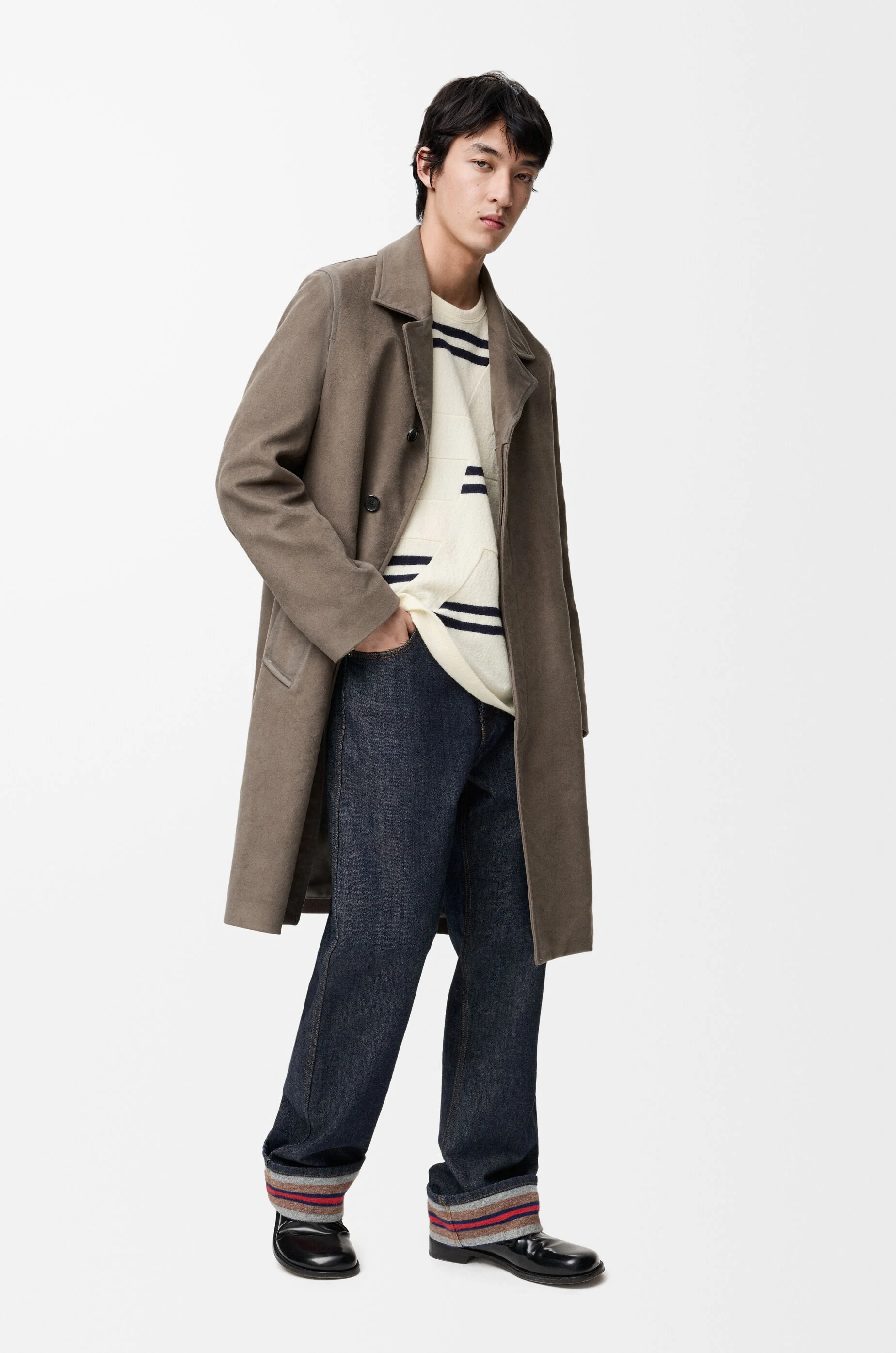LOEWE Turn-up jeans in denim Raw Denim/Blue
