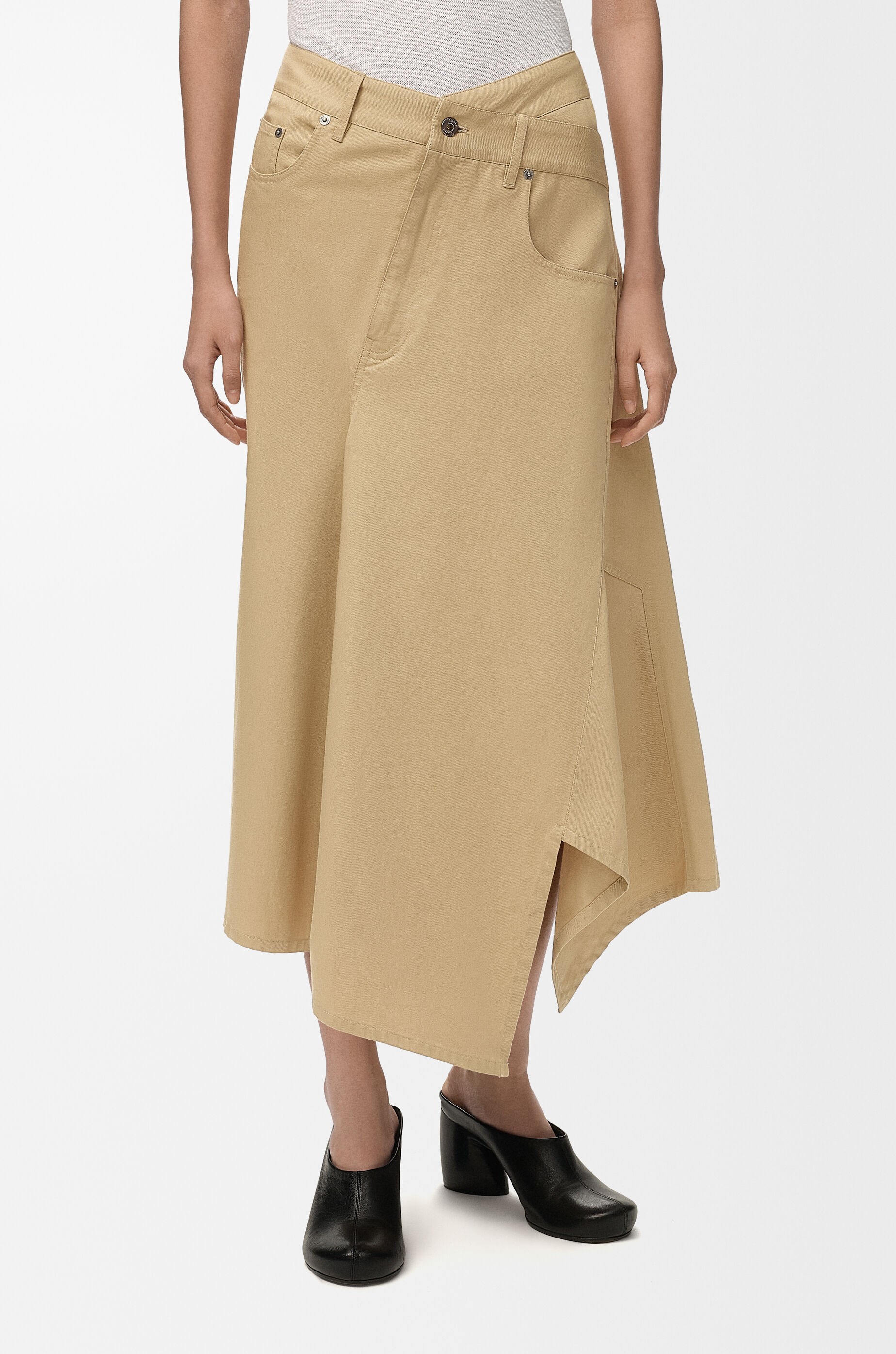 LOEWE Asymmetric skirt in cotton Beige